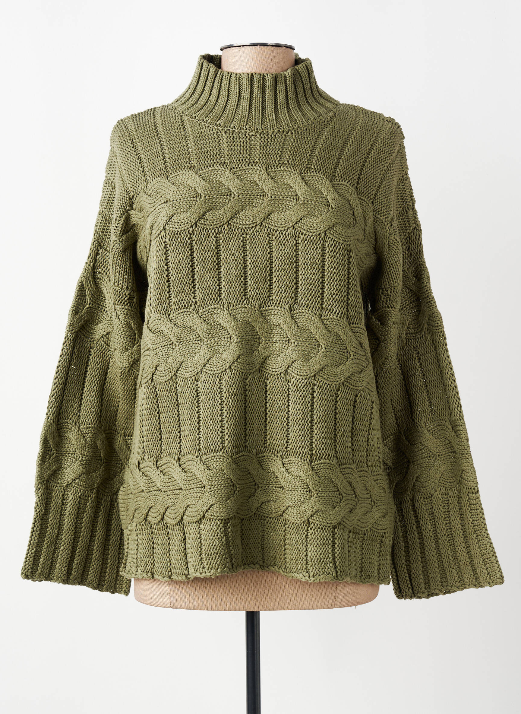 Pulover croială dreaptă mâneci lungi verde HEINE femeie