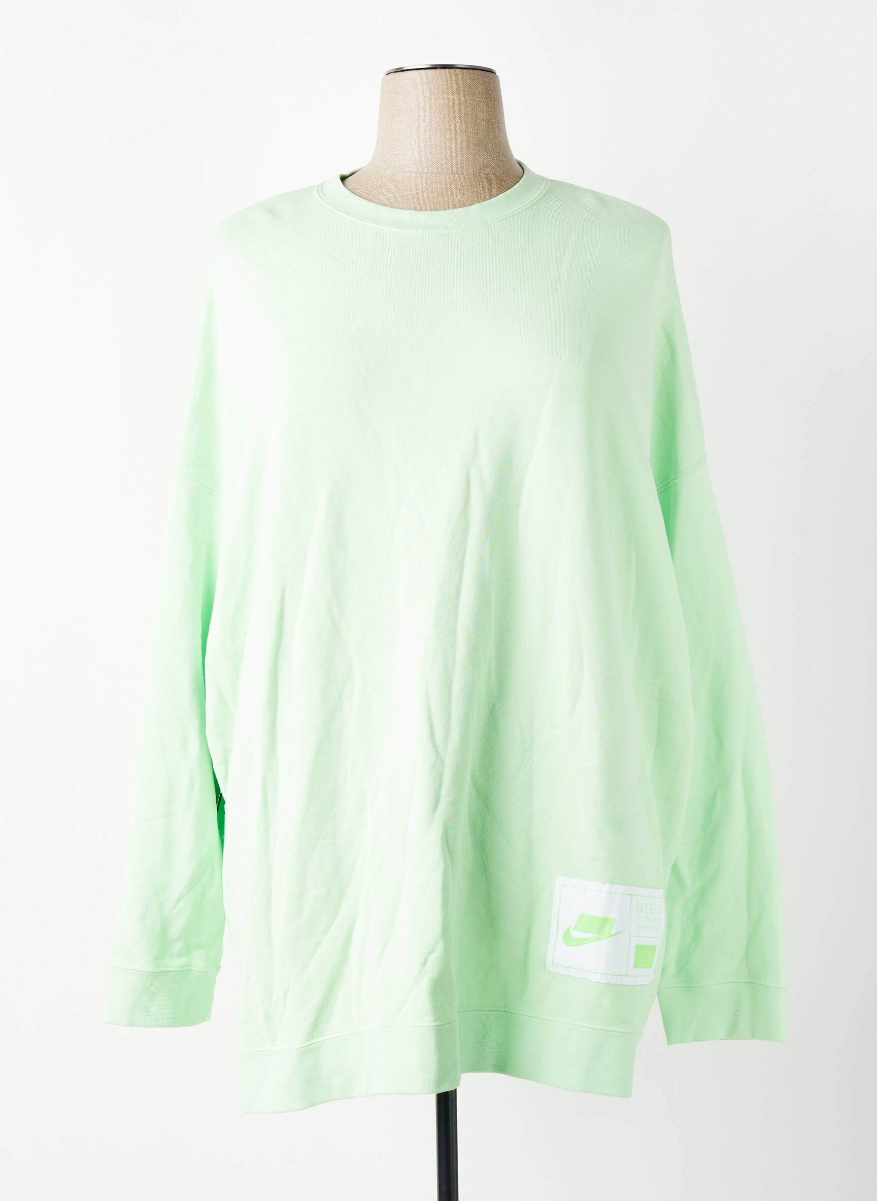 Hanorac țesătură matlasată mâneci lungi verde NIKE femeie