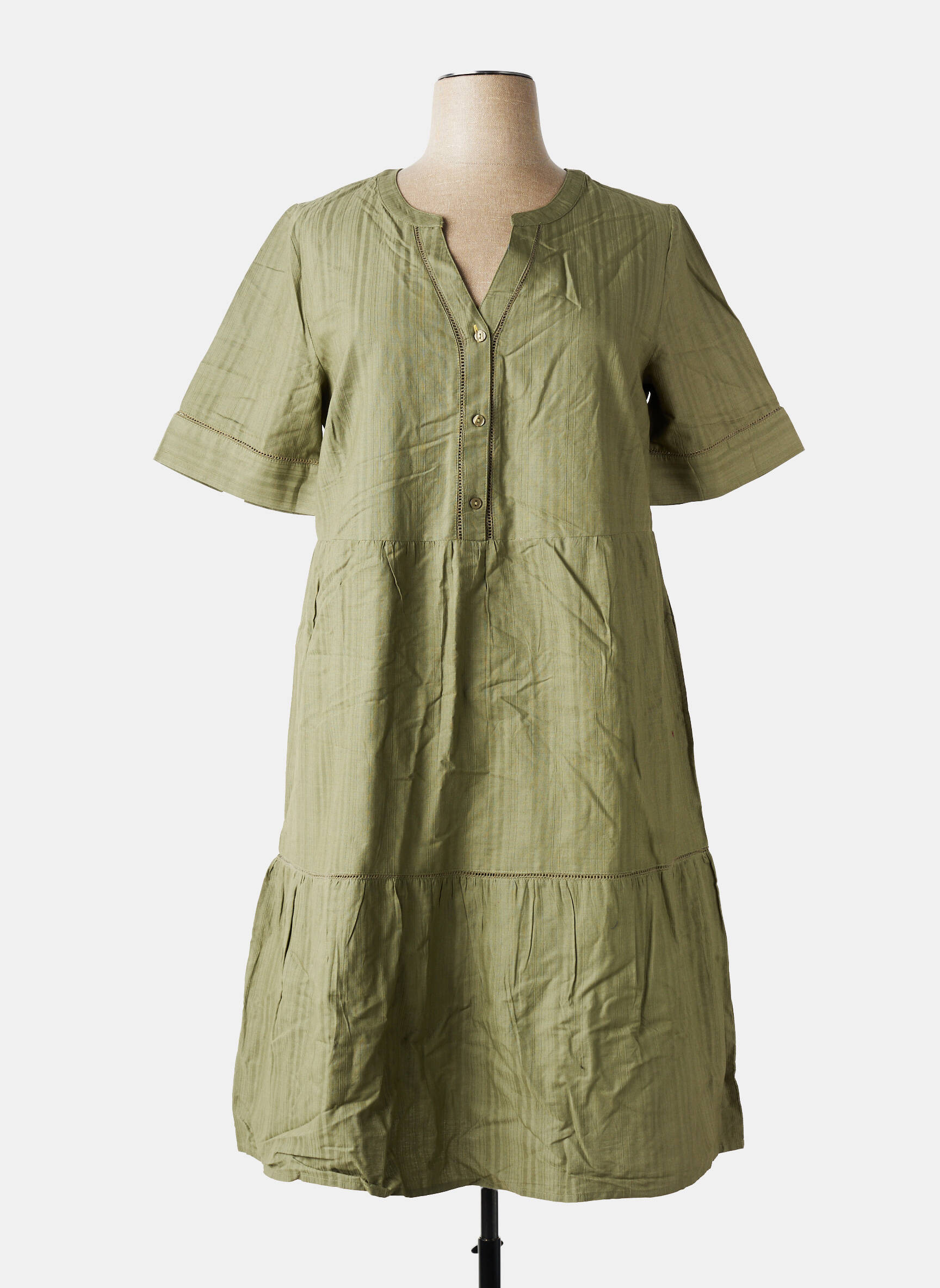 Rochie midi mâneci scurte mâneci scurte verde SHEEGO femeie