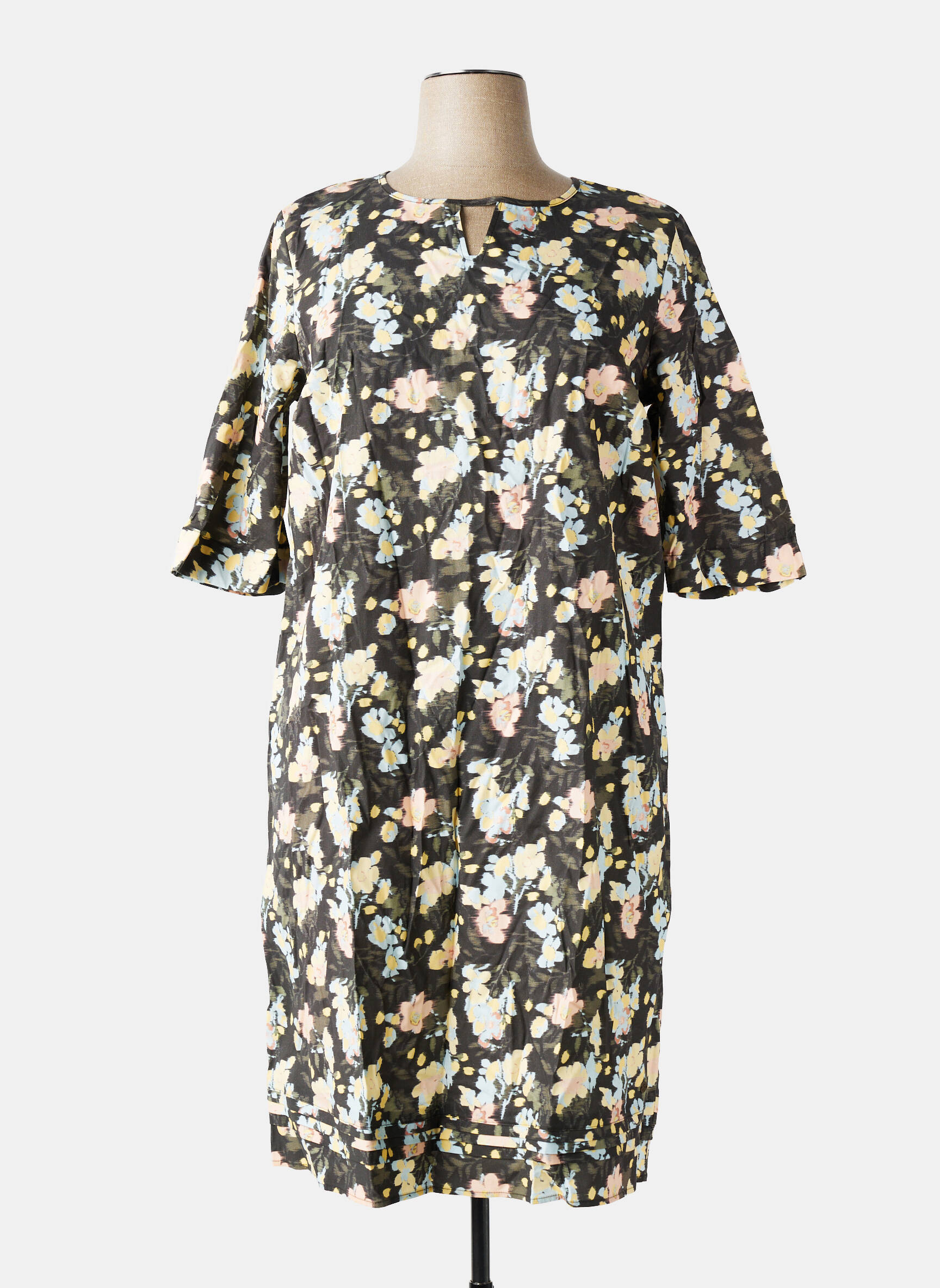 Rochie midi imprimeu fantezie mâneci scurte verde SHEEGO femeie
