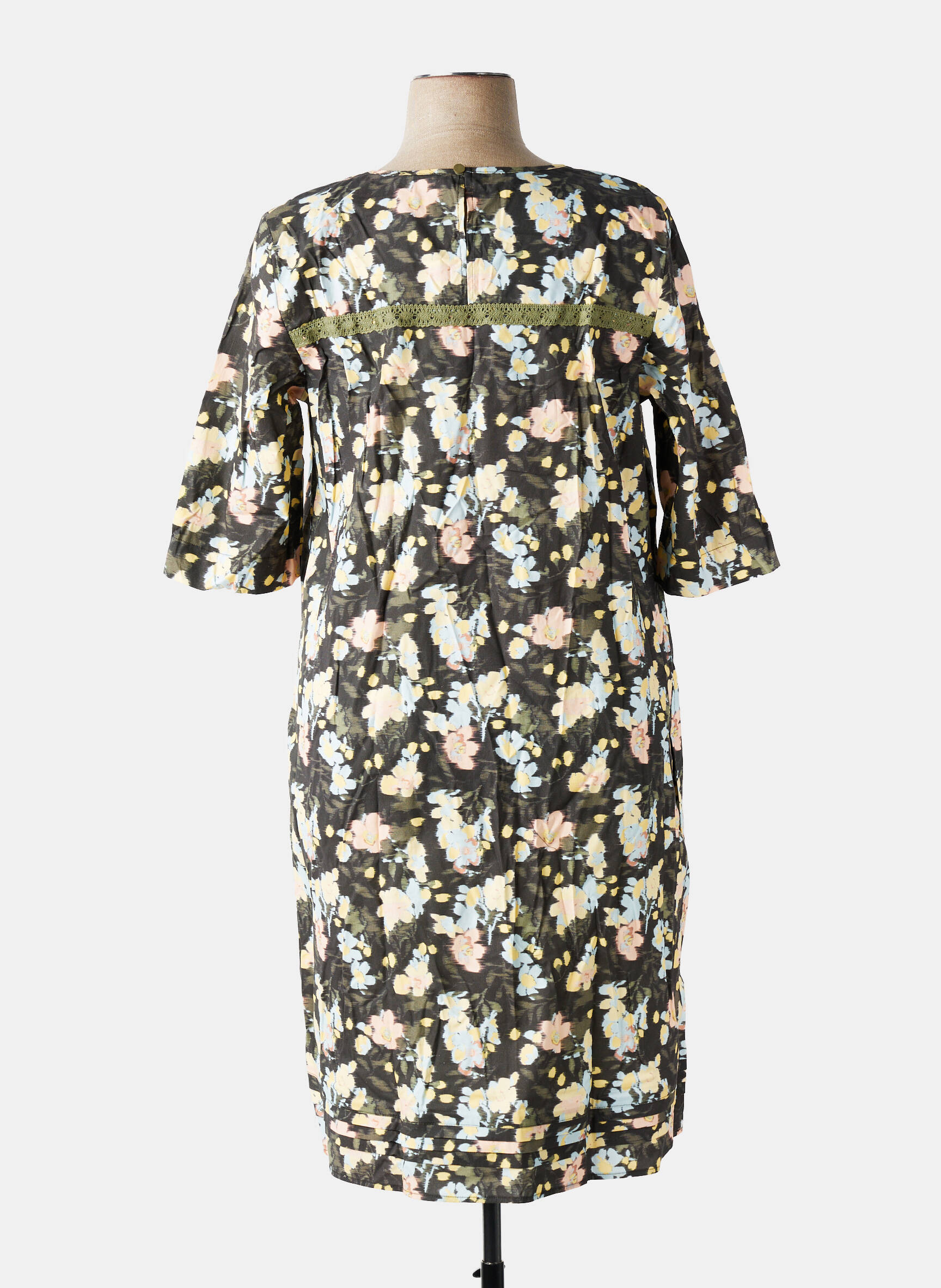 Rochie midi imprimeu fantezie mâneci scurte verde SHEEGO femeie