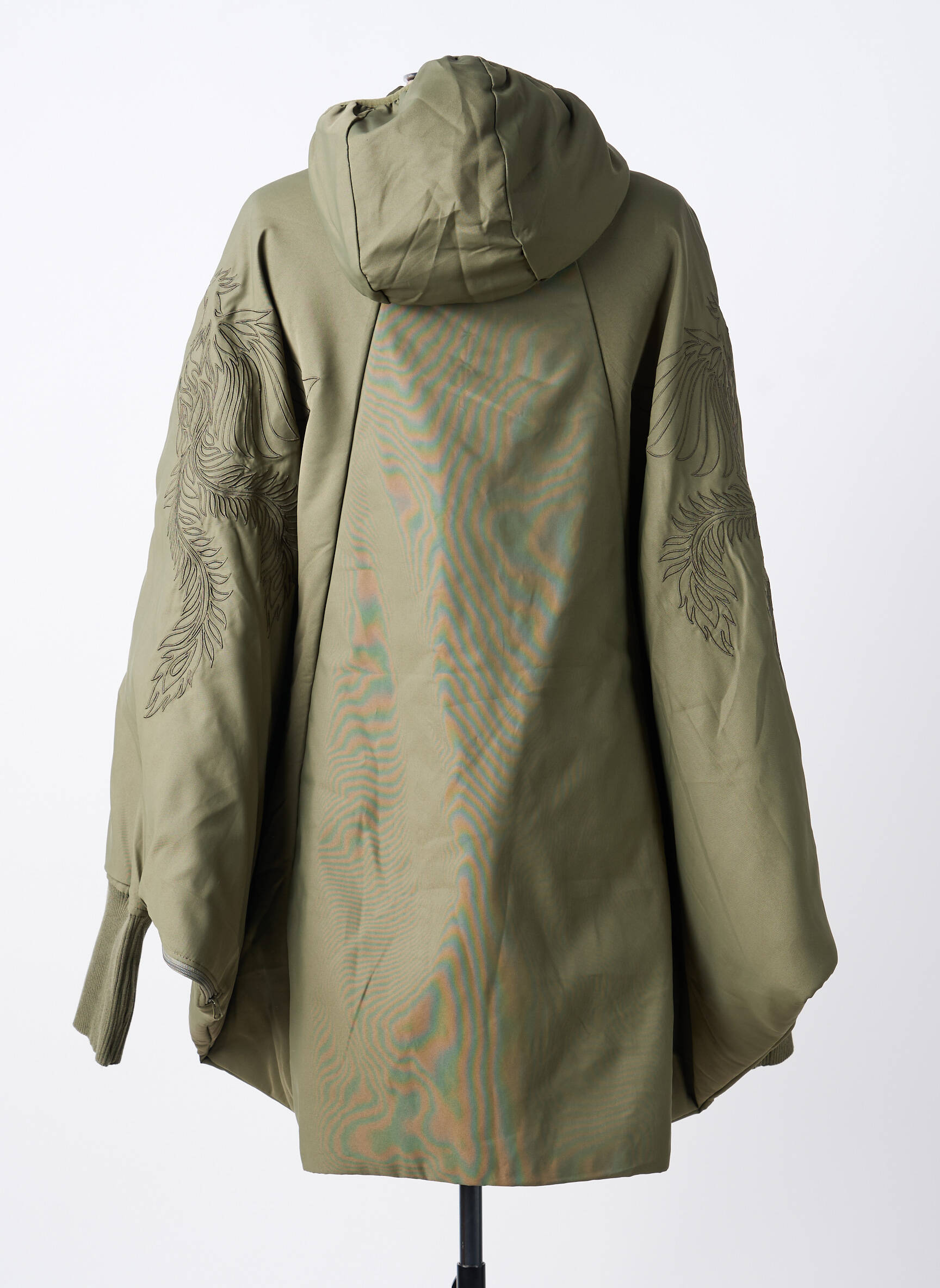 Palton lung cu glugă cu glugă verde BOMBERS femeie