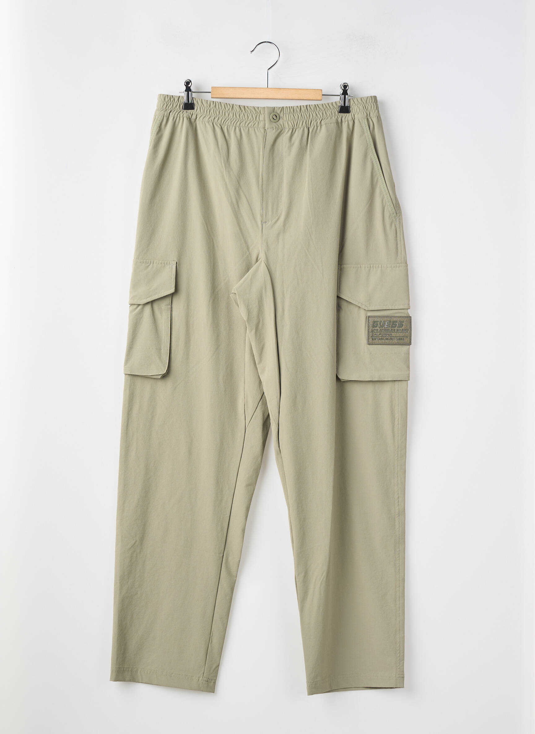 Pantalon cargo țesătură poplin mărime normală verde GUESS bărbat