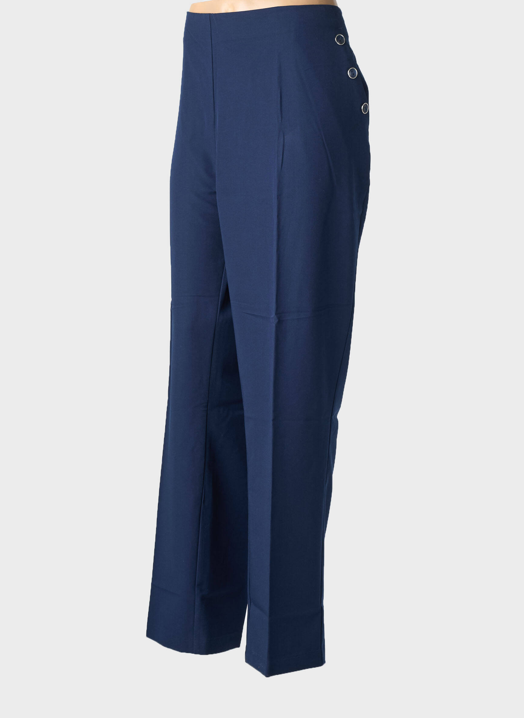 Pantalon drept țesătură poplin mărime normală albastru DAMART femeie