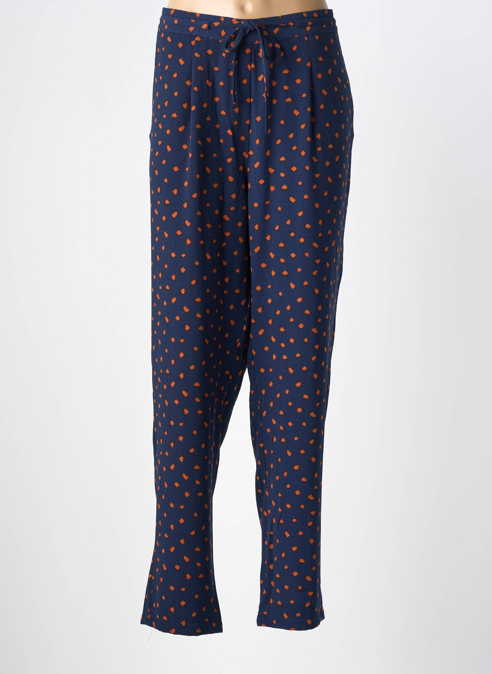 Pantalon drept țesătură crep mărime normală albastru DAMART femeie