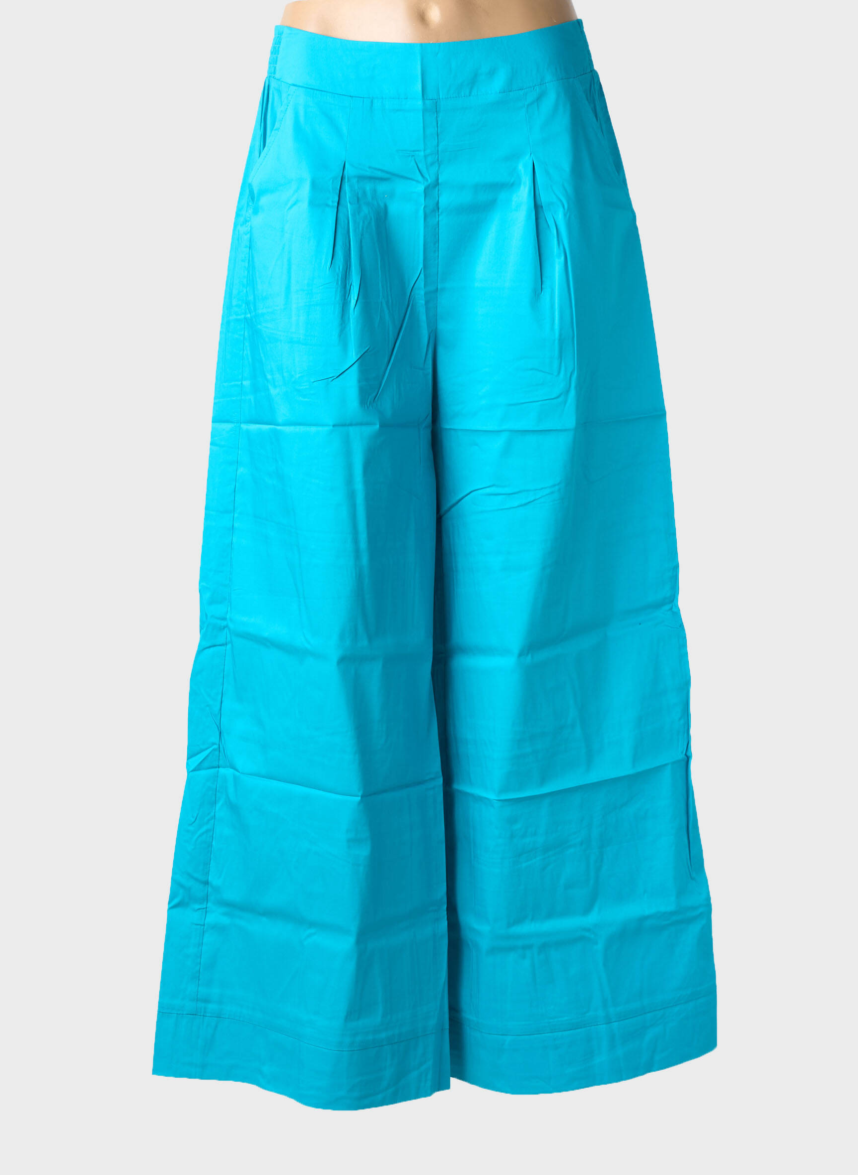 Pantalon larg țesătură poplin mărime normală albastru LIU JO femeie