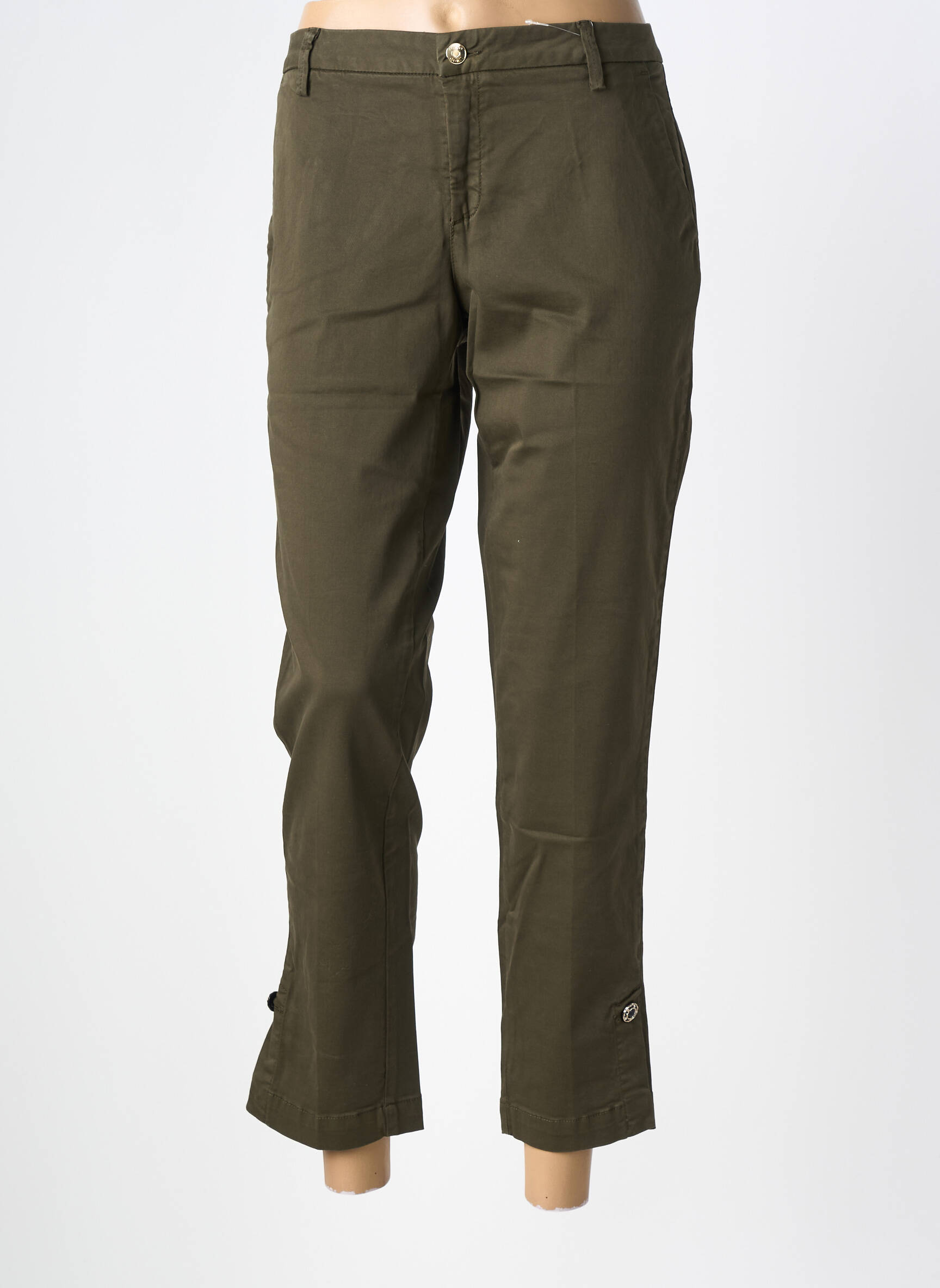 Pantalon 7/8 închidere cu fermoar sub clapetă cu nasturi mărime normală verde LIU JO femeie