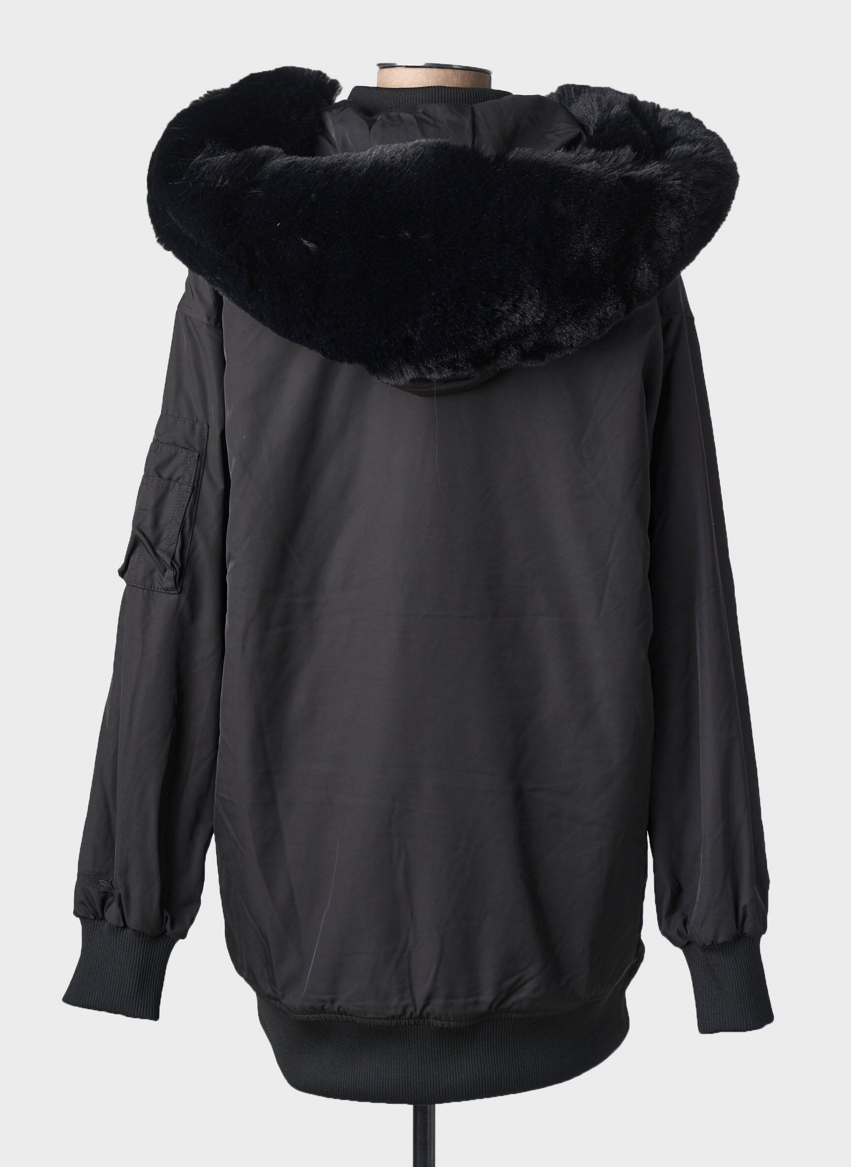 Parka închidere cu fermoar pe față cu glugă negru BOMBERS femeie