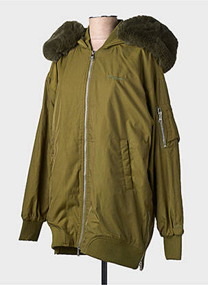 Parka închidere cu fermoar pe față cu glugă verde BOMBERS femeie