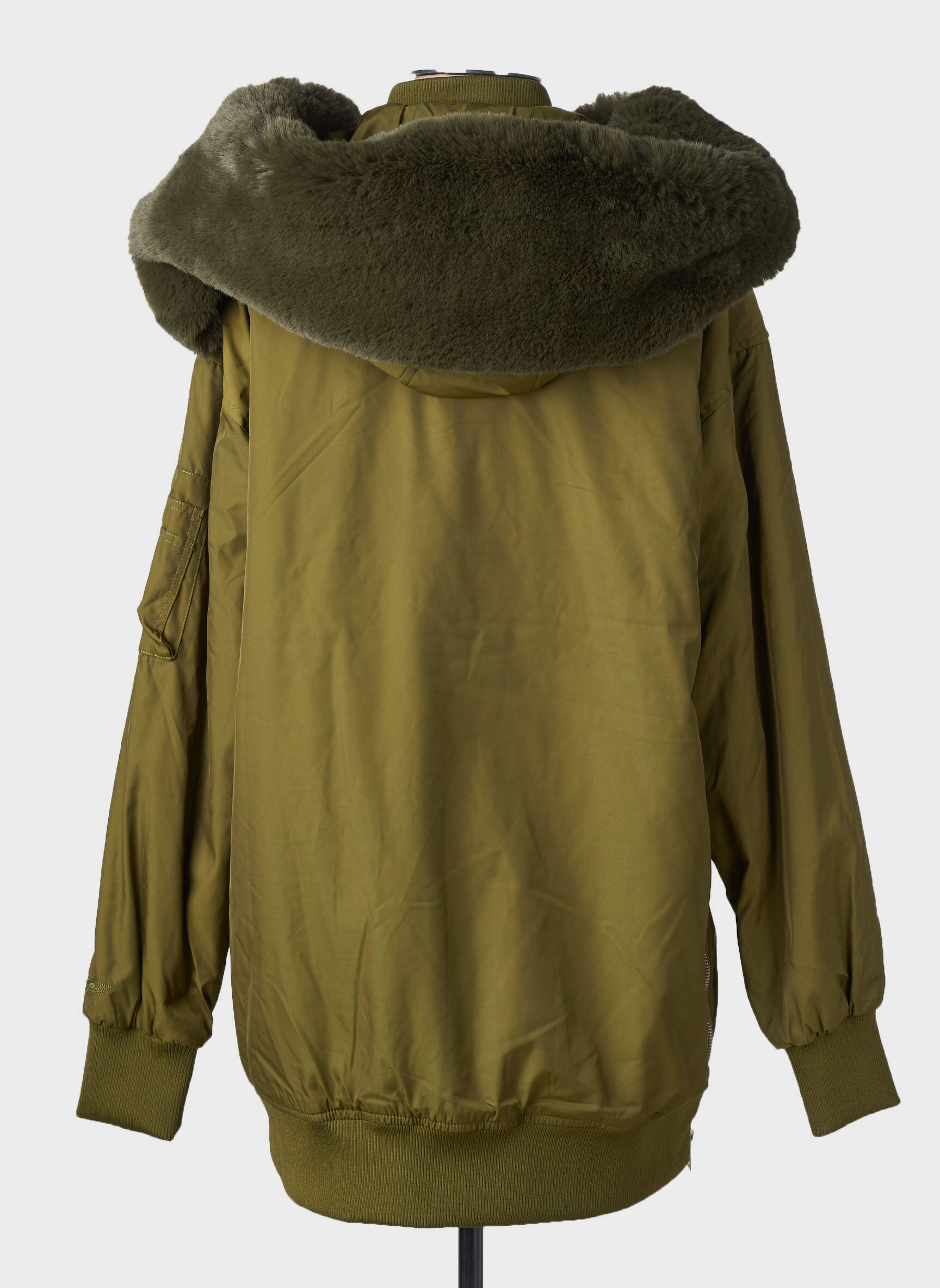 Parka închidere cu fermoar pe față cu glugă verde BOMBERS femeie