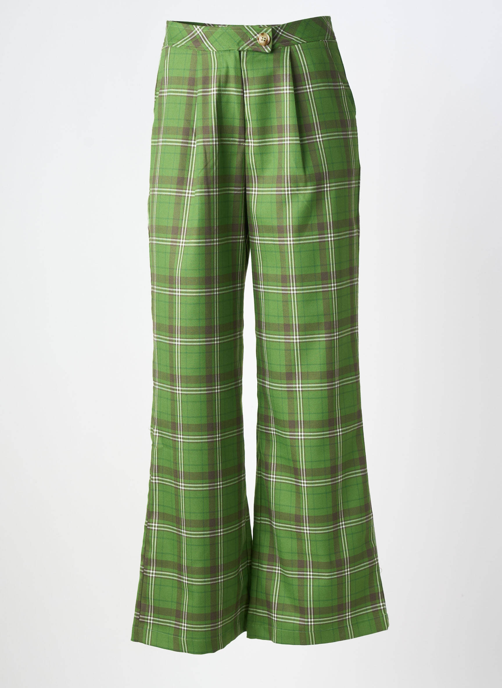 Pantalon drept elasticitate talie înaltă verde FRNCH femeie