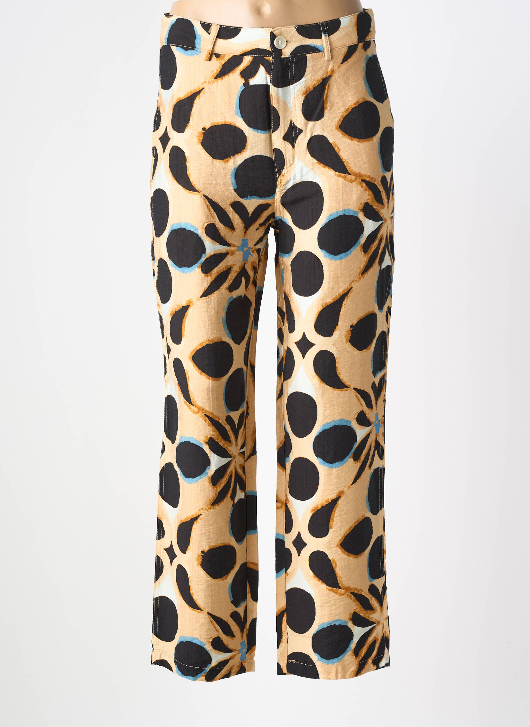 Pantalon drept țesătură crep mărime normală maro SEE U SOON femeie