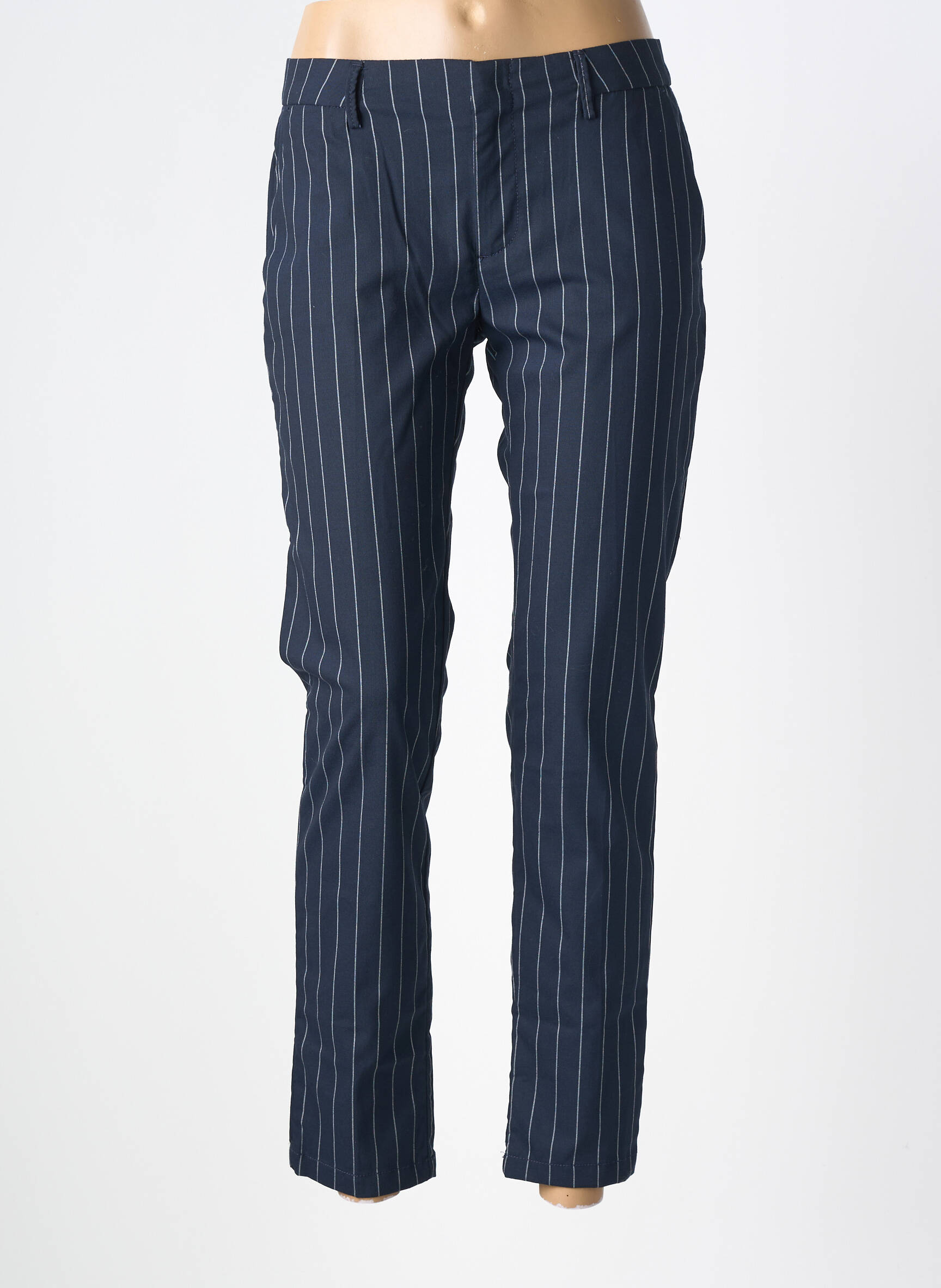 Pantalon drept țesătură poplin mărime normală albastru REIKO femeie