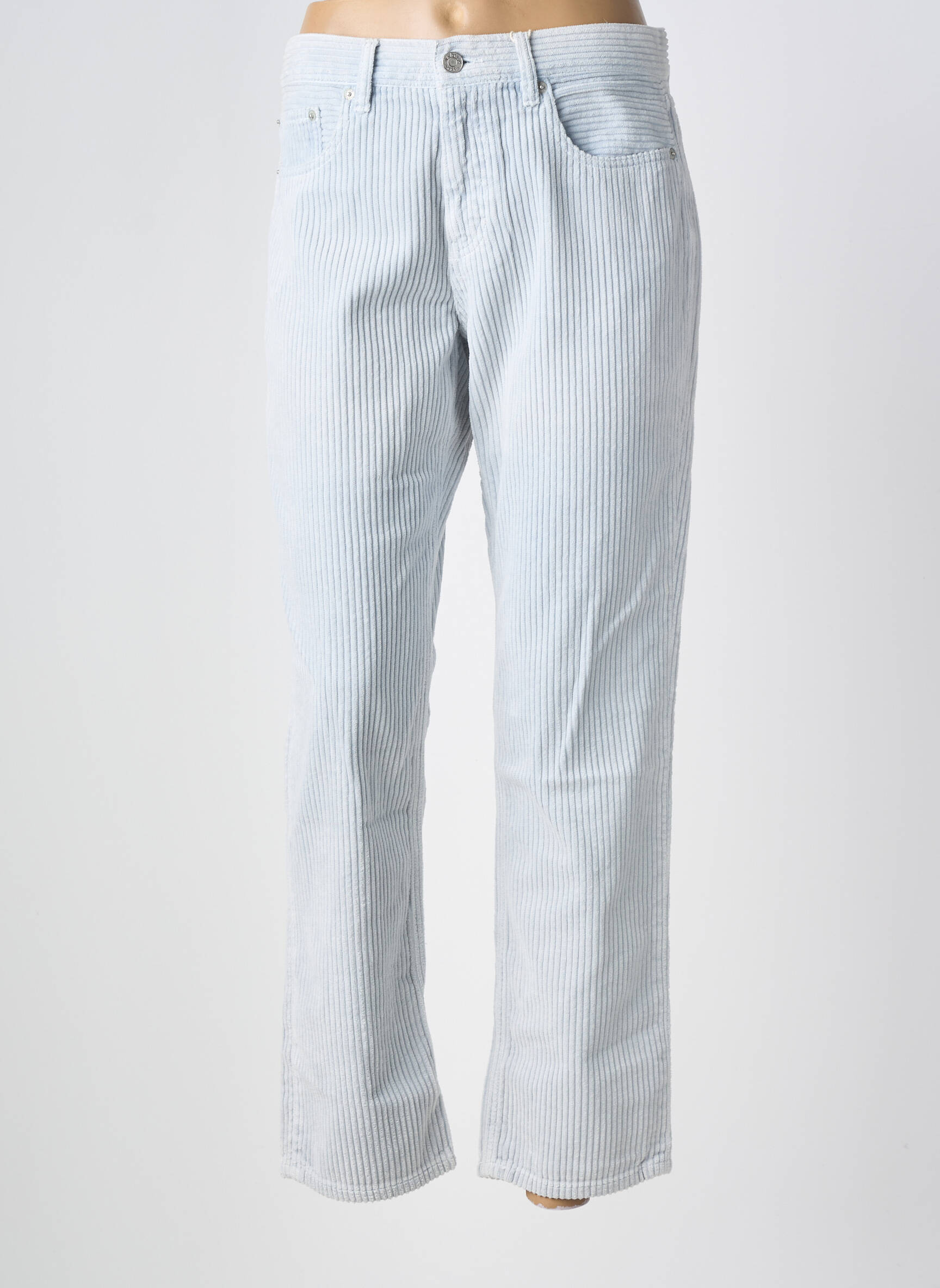 Pantalon drept închidere cu fermoar sub clapetă cu nasturi mărime normală albastru LABDIP femeie