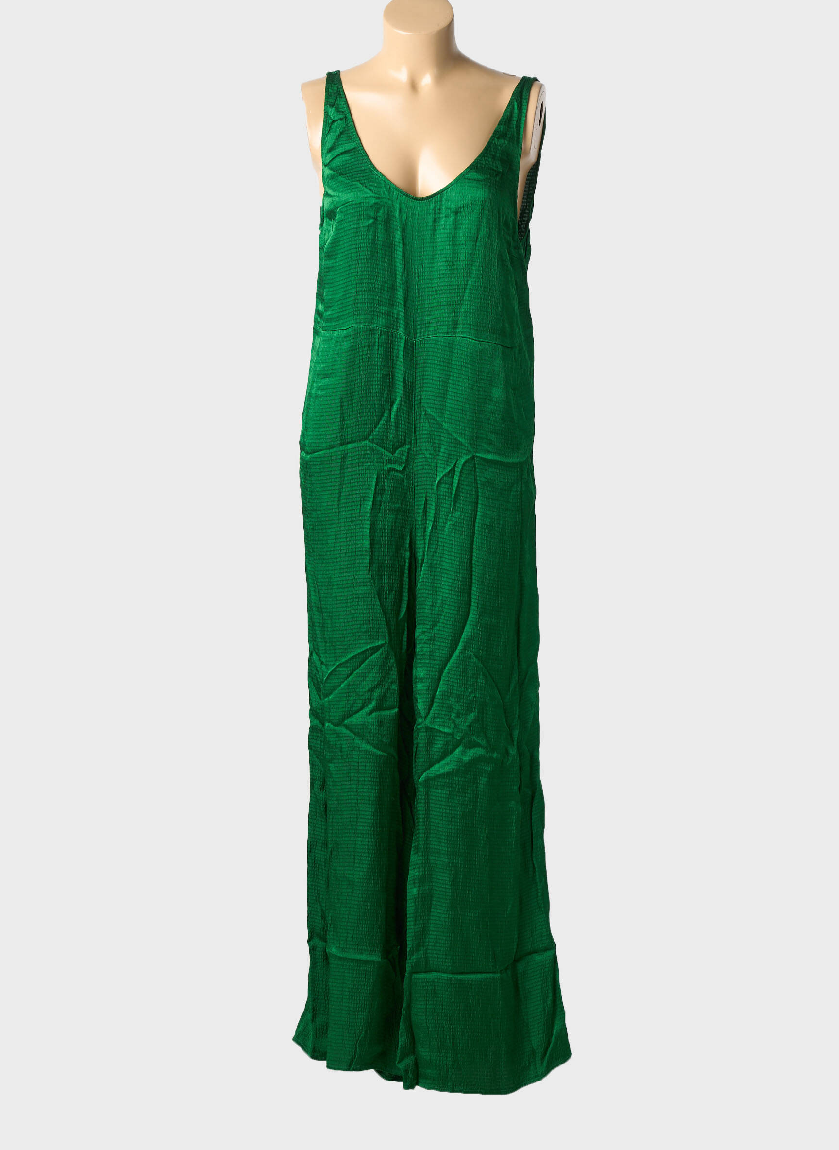 Salopetă-pantalon croială fluidă mâneci lungi verde AMERICAN VINTAGE femeie