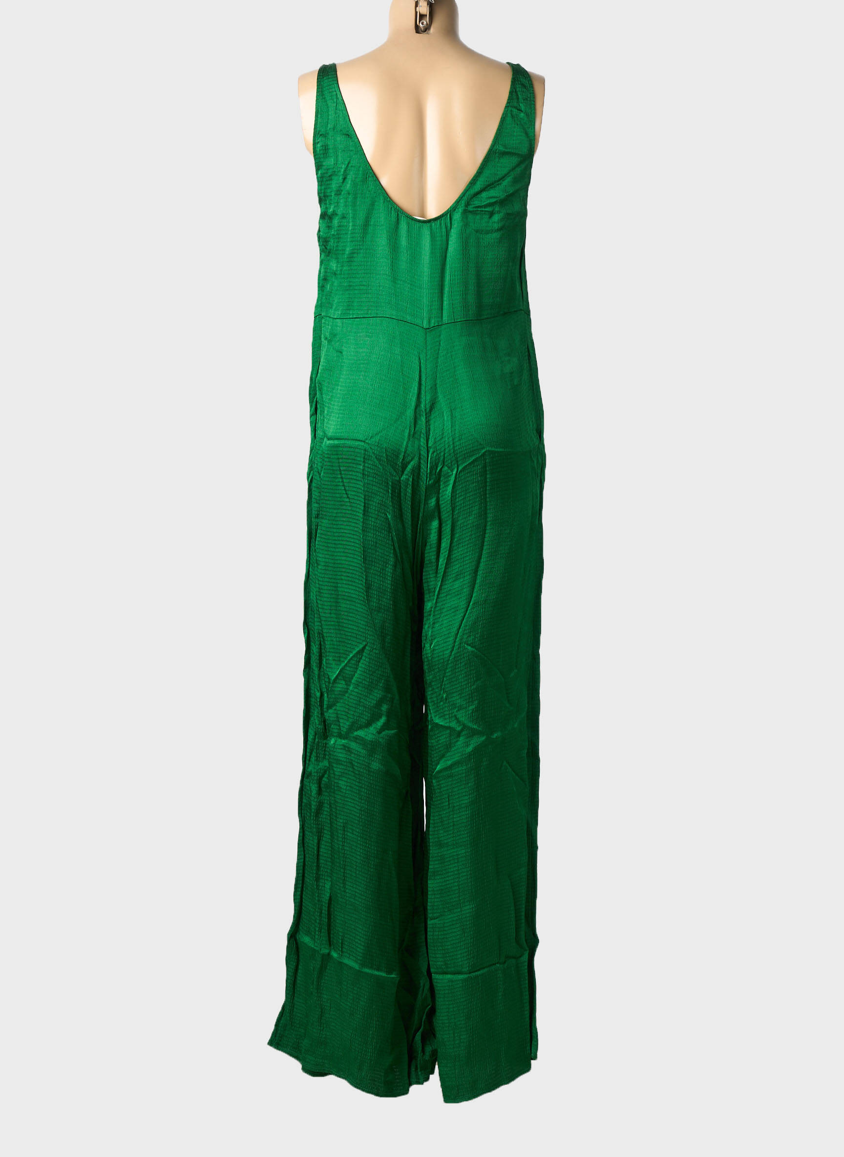 Salopetă-pantalon croială fluidă mâneci lungi verde AMERICAN VINTAGE femeie