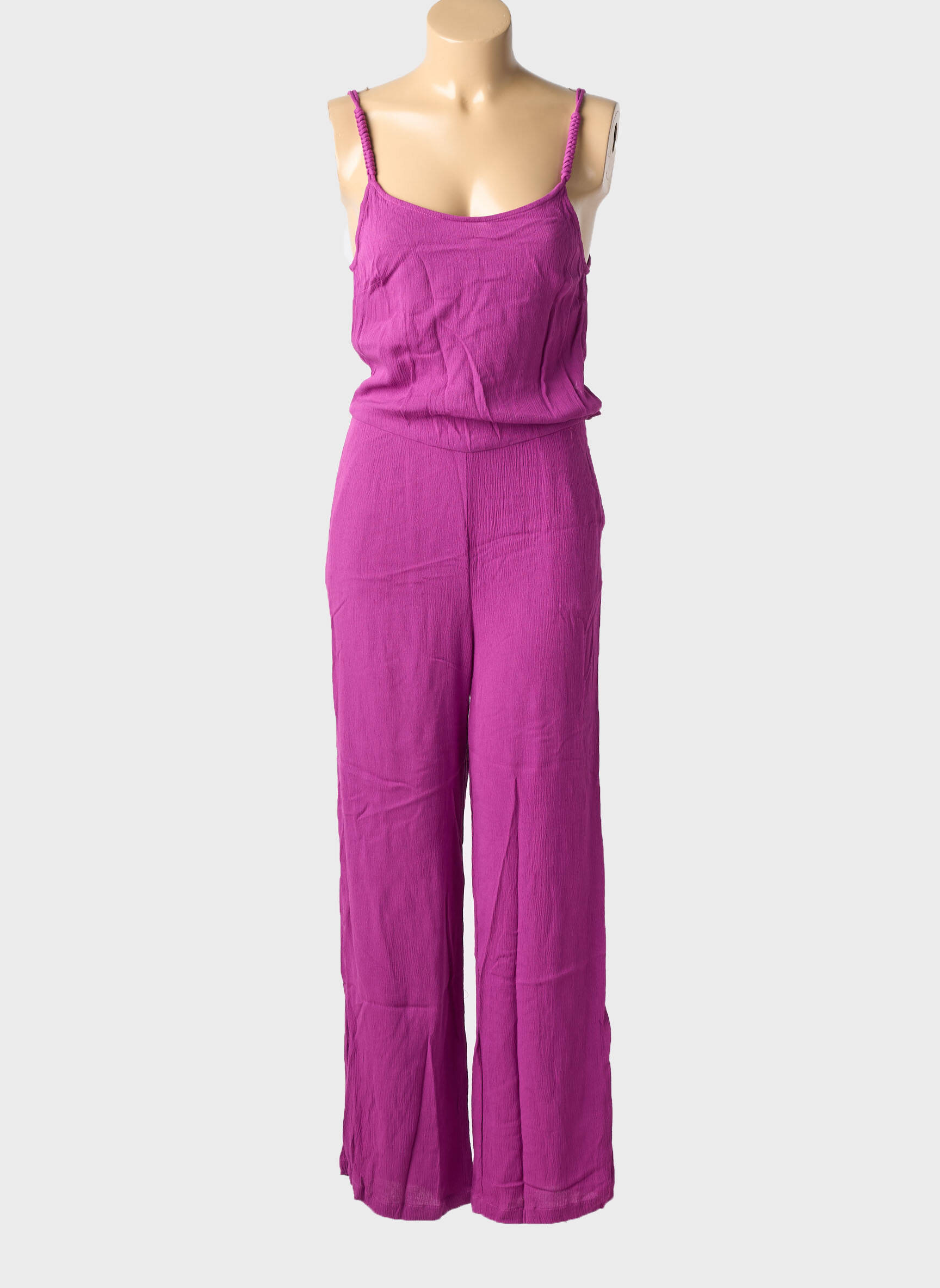 Salopetă-pantalon țesătură crep bretele subțiri violet SEE U SOON femeie