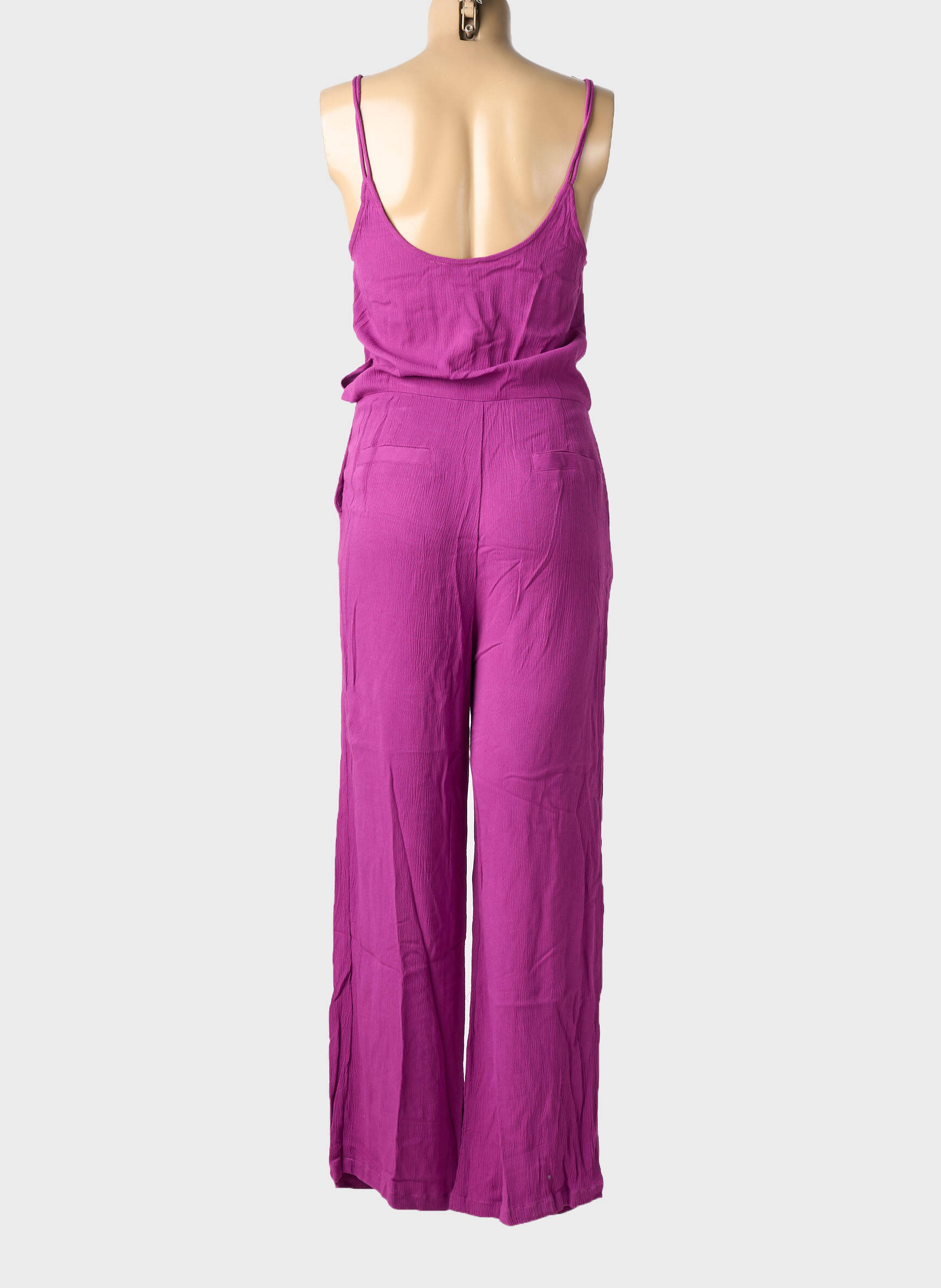 Salopetă-pantalon țesătură crep bretele subțiri violet SEE U SOON femeie