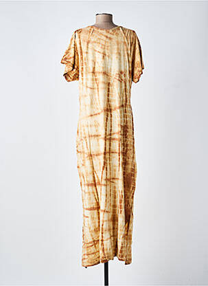 Rochie lungă imprimeu fantezie mâneci scurte maro GOLD & SILVER femeie