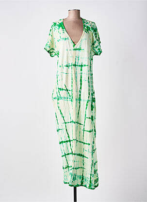 Rochie lungă imprimeu fantezie mâneci scurte verde GOLD & SILVER femeie