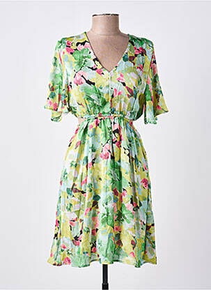 Rochie midi imprimeu fantezie mâneci scurte verde SUZZY & MILLY femeie