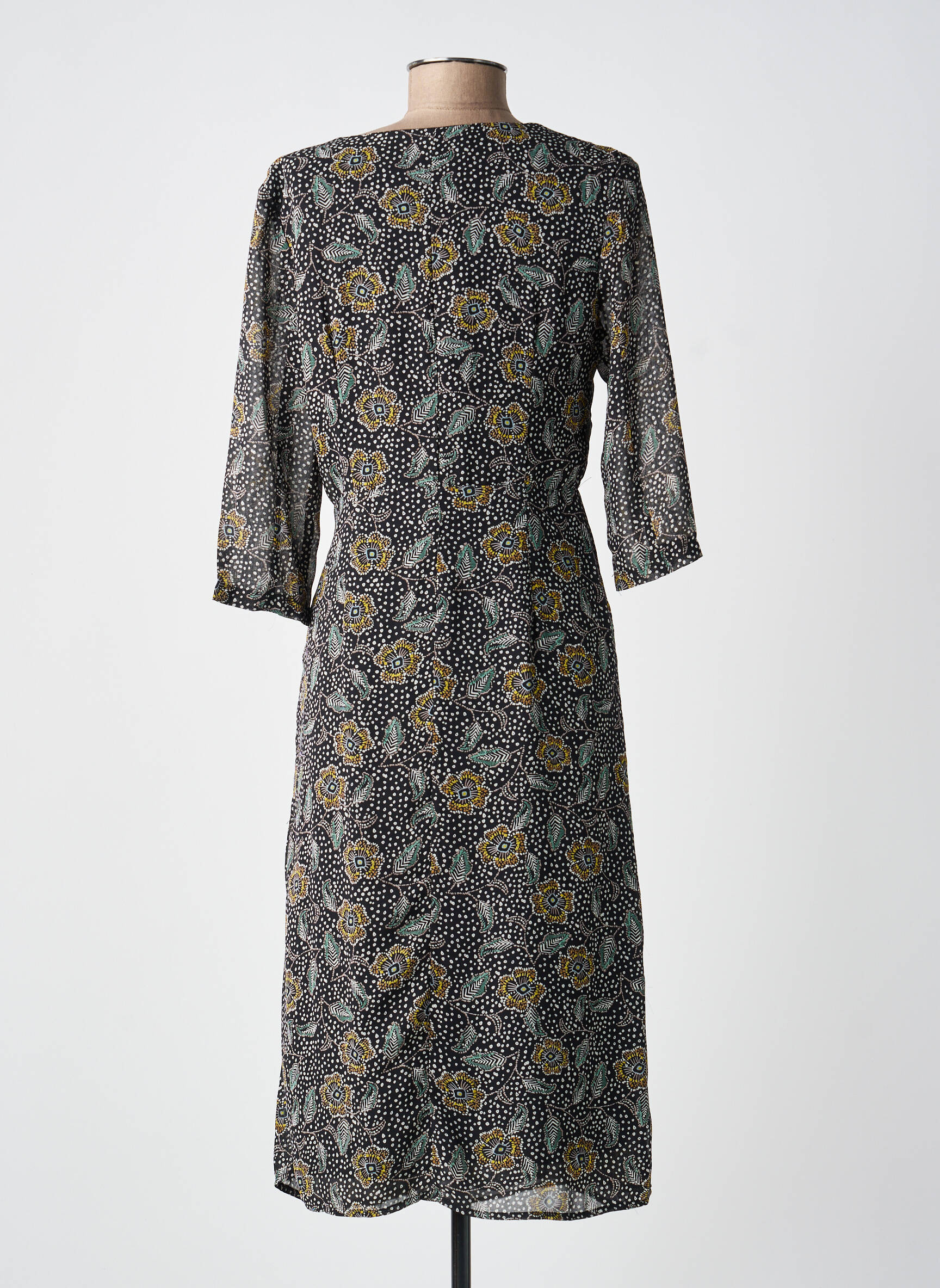 Rochie midi mâneci 3/4 mâneci 3/4 negru GARANCE femeie
