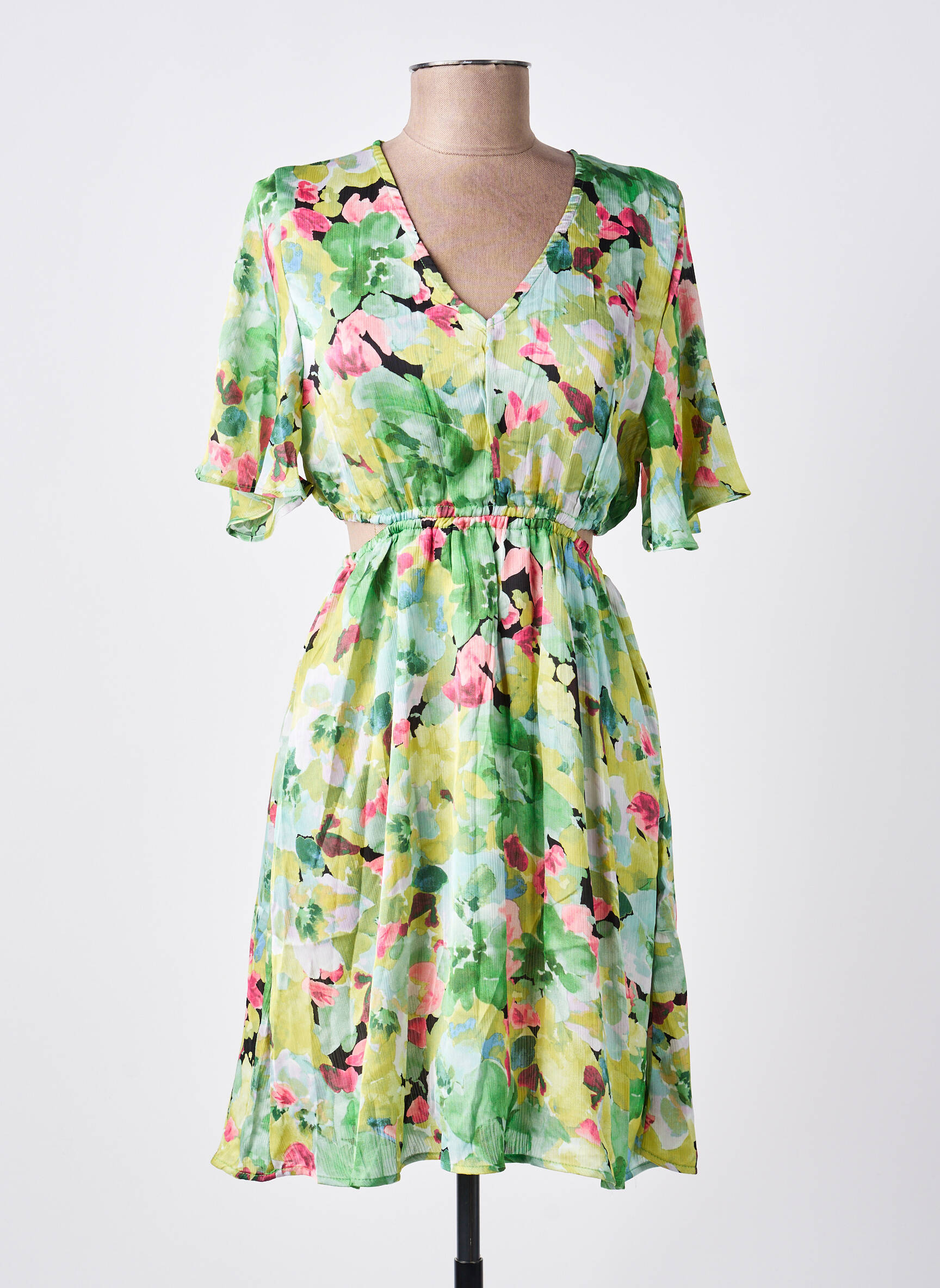 Rochie midi imprimeu fantezie mâneci scurte verde SUZZY & MILLY femeie