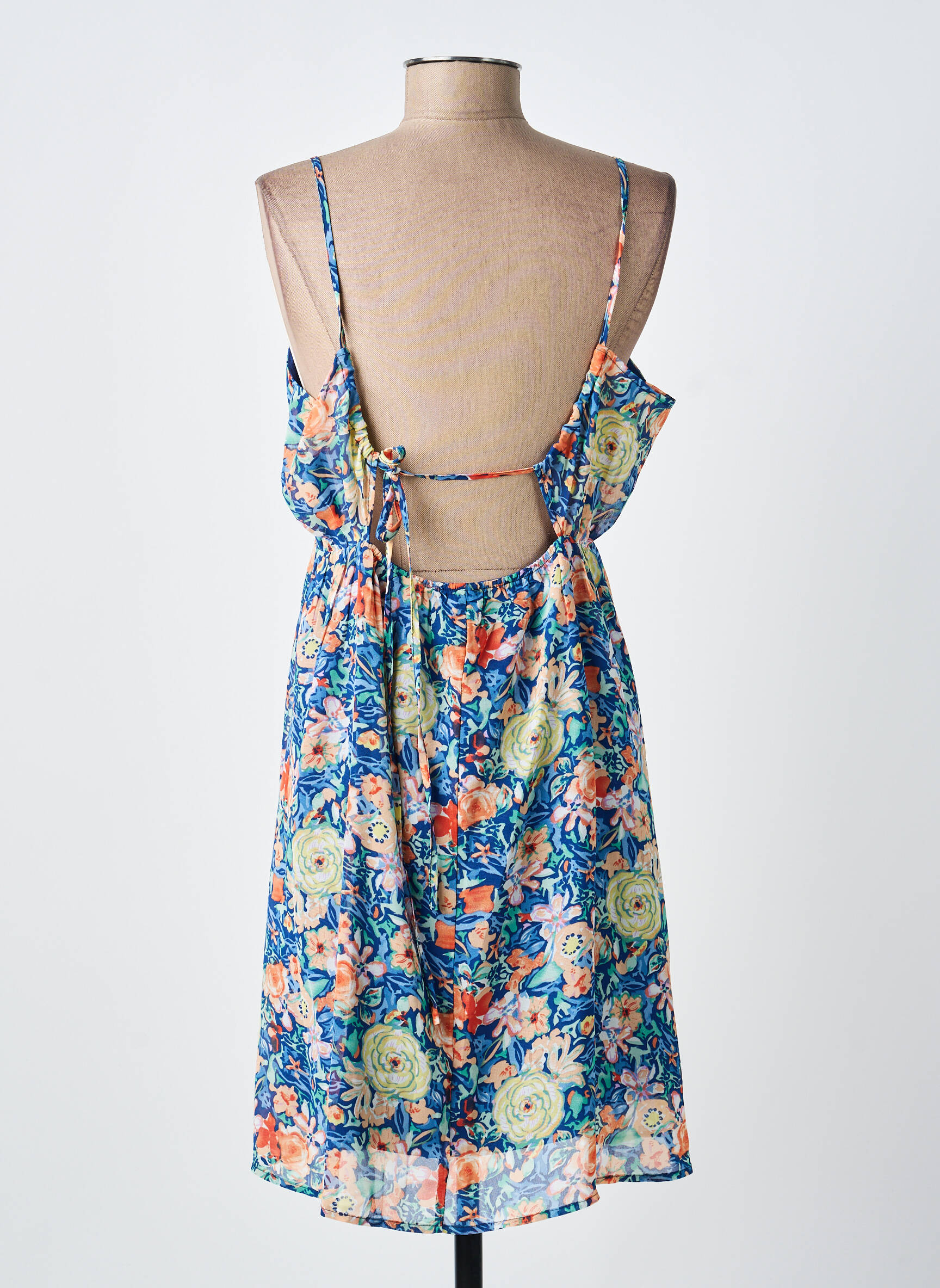 Rochie scurtă croială cambrată bretele subțiri albastru MAJOLICA femeie