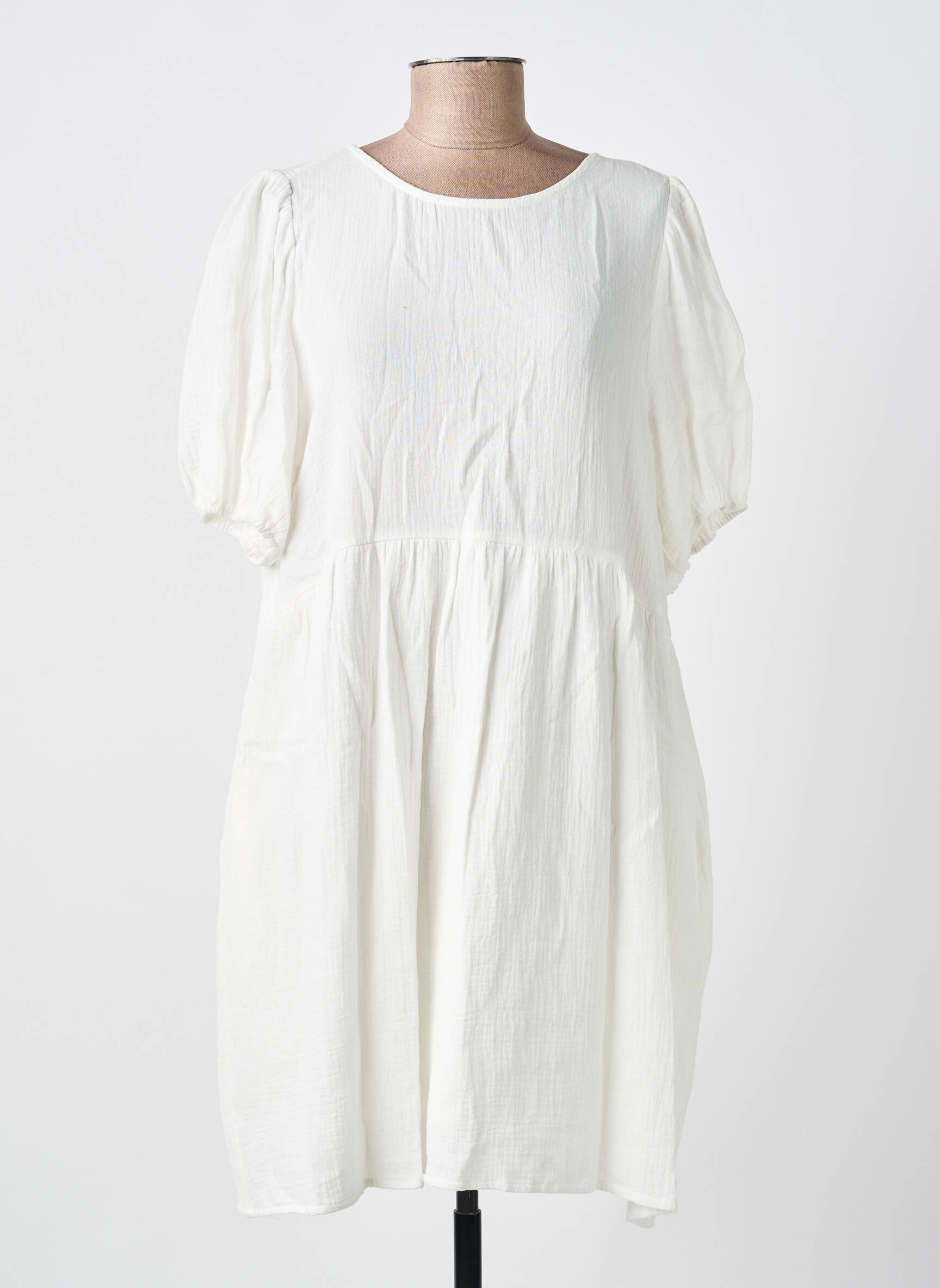 Rochie scurtă mâneci scurte mâneci scurte alb KILKY femeie