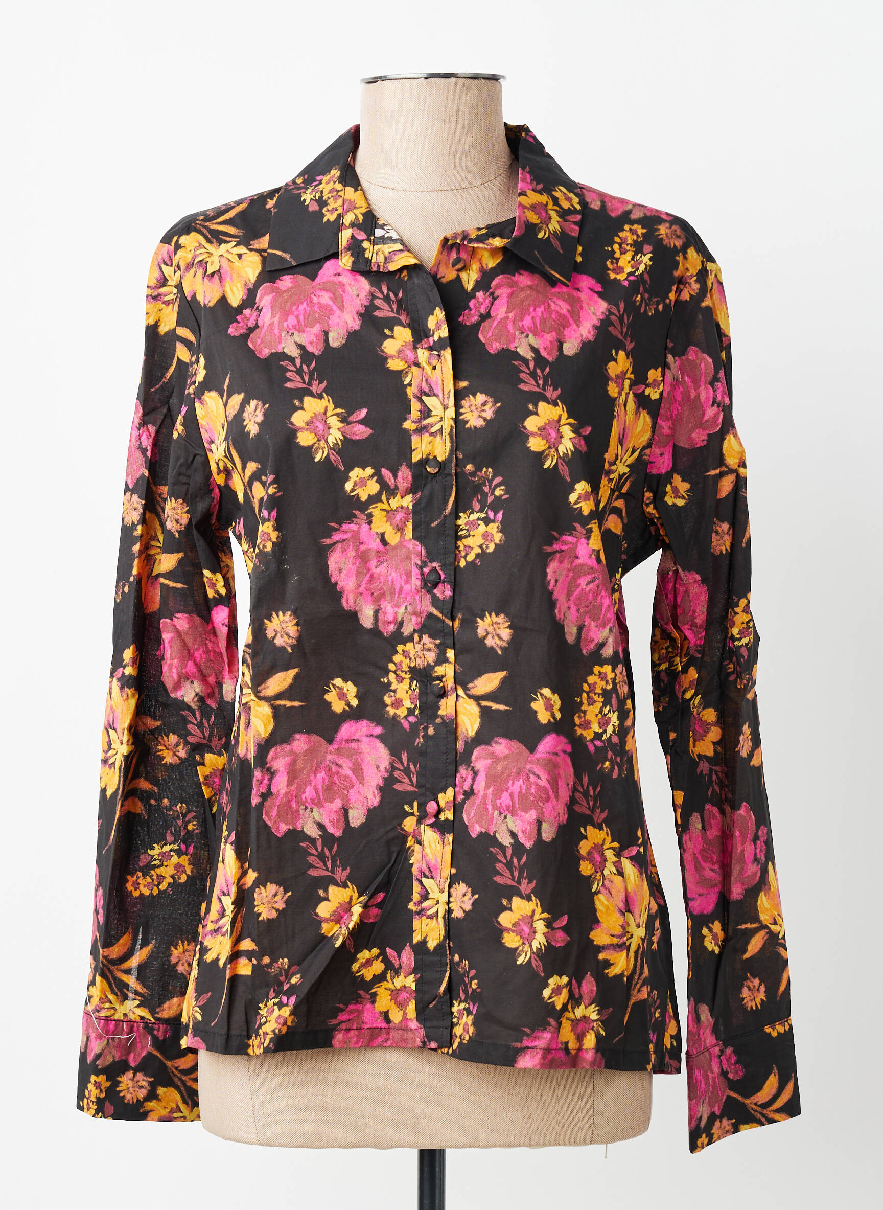 Cămașă imprimeu floral mâneci lungi negru GRACE & MILA femeie