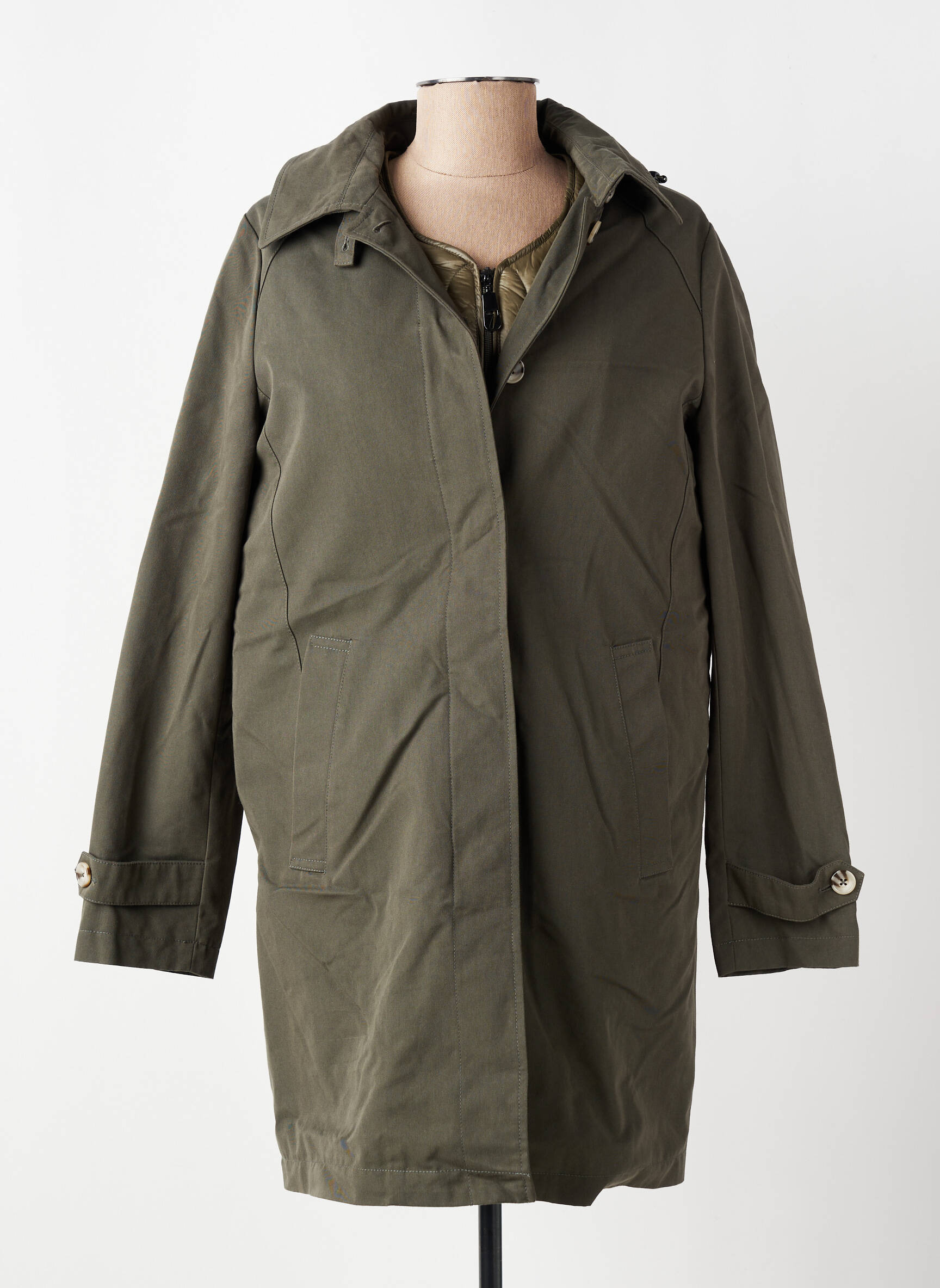 Parka mâneci lungi cu glugă verde 7 SEASONS femeie