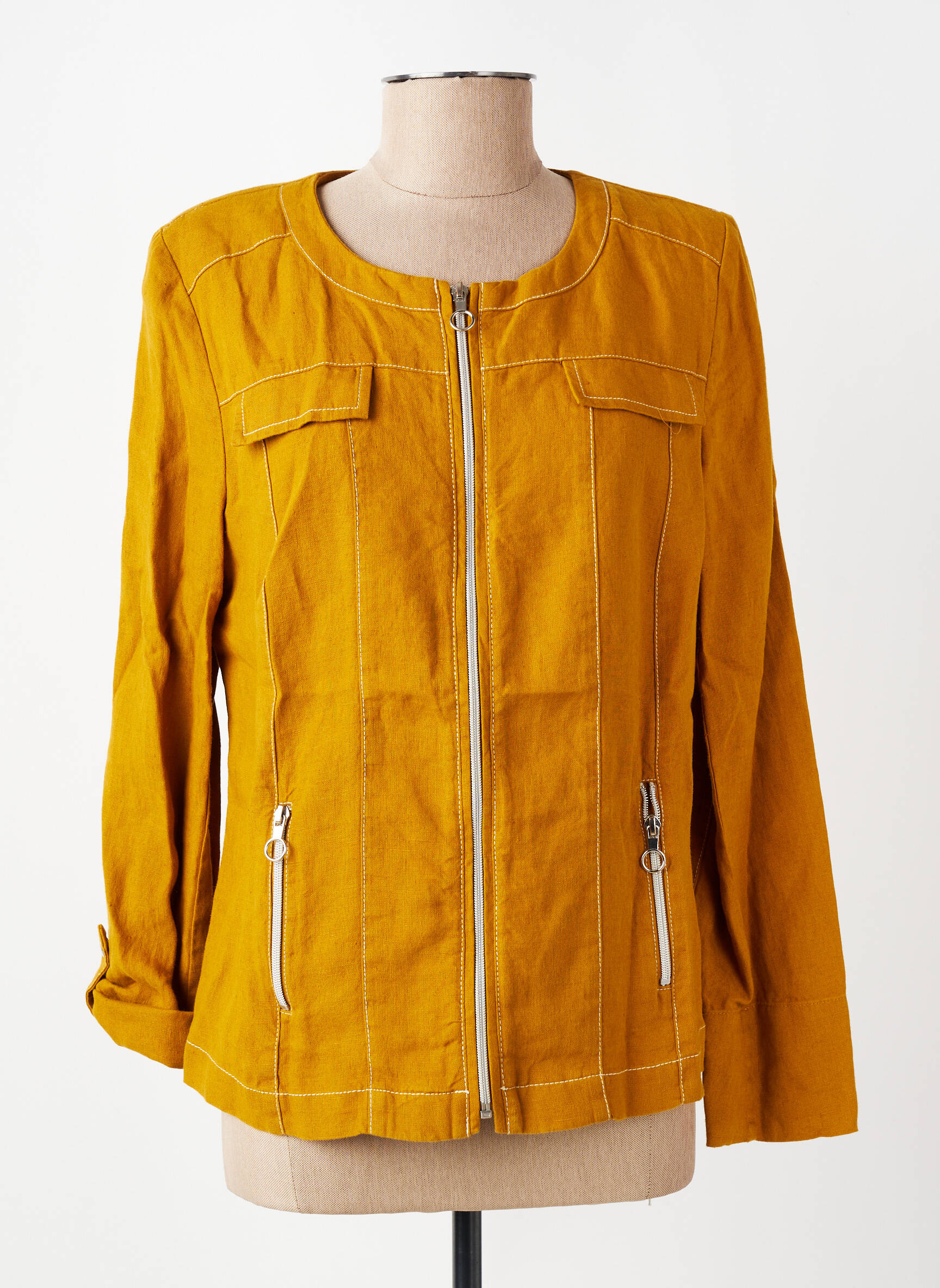 Jachete casual guler rotund galben CHRISTINE LAURE femeie