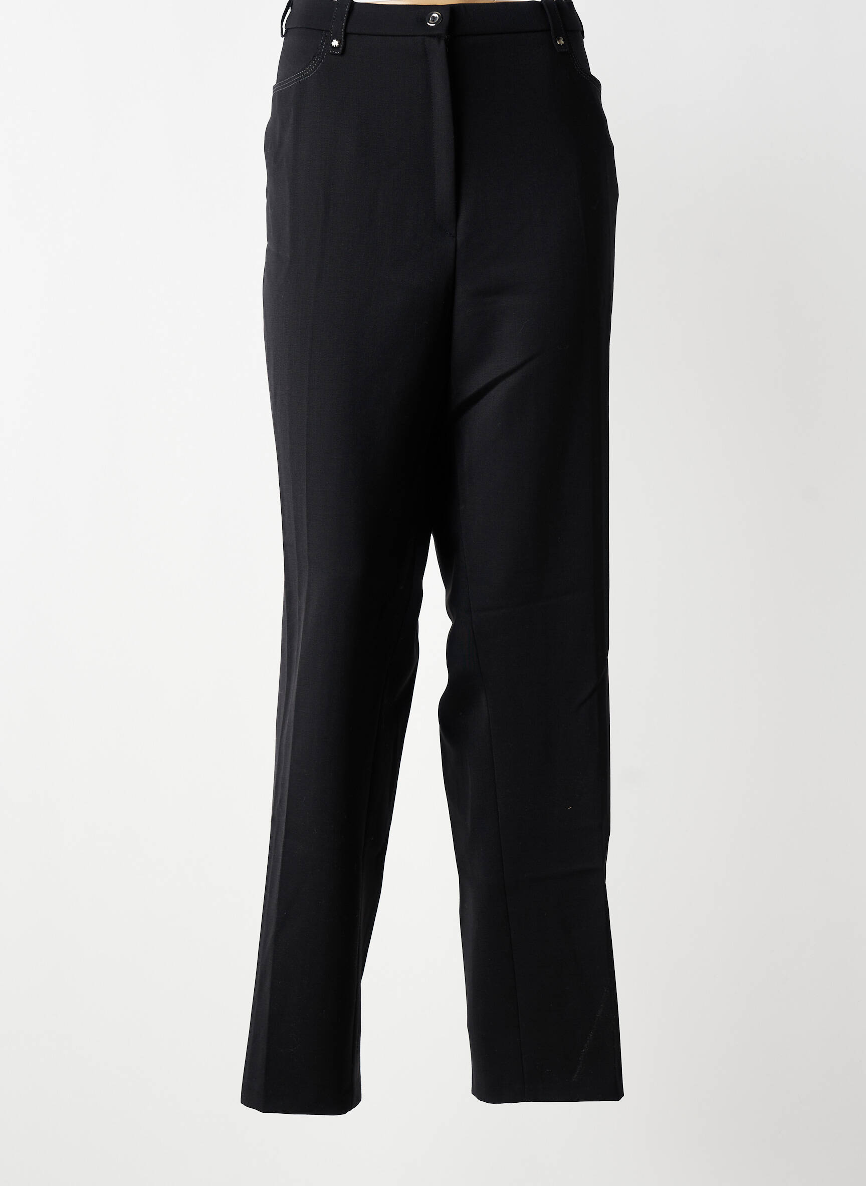 Pantalon drept țesătură crep mărime normală negru CHRISTINE LAURE femeie