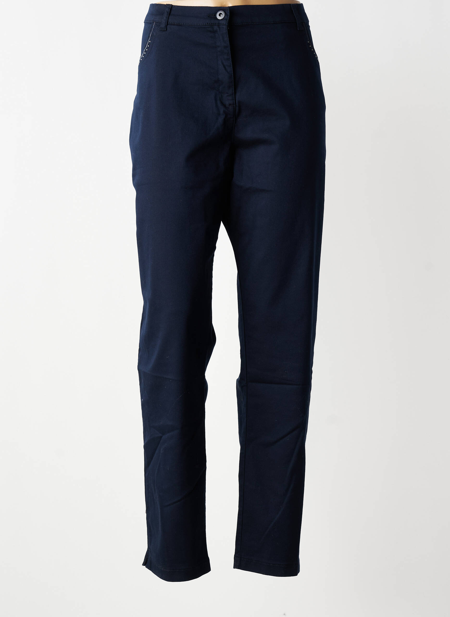 Pantalon slim talie elastică mărime normală albastru CHRISTINE LAURE femeie
