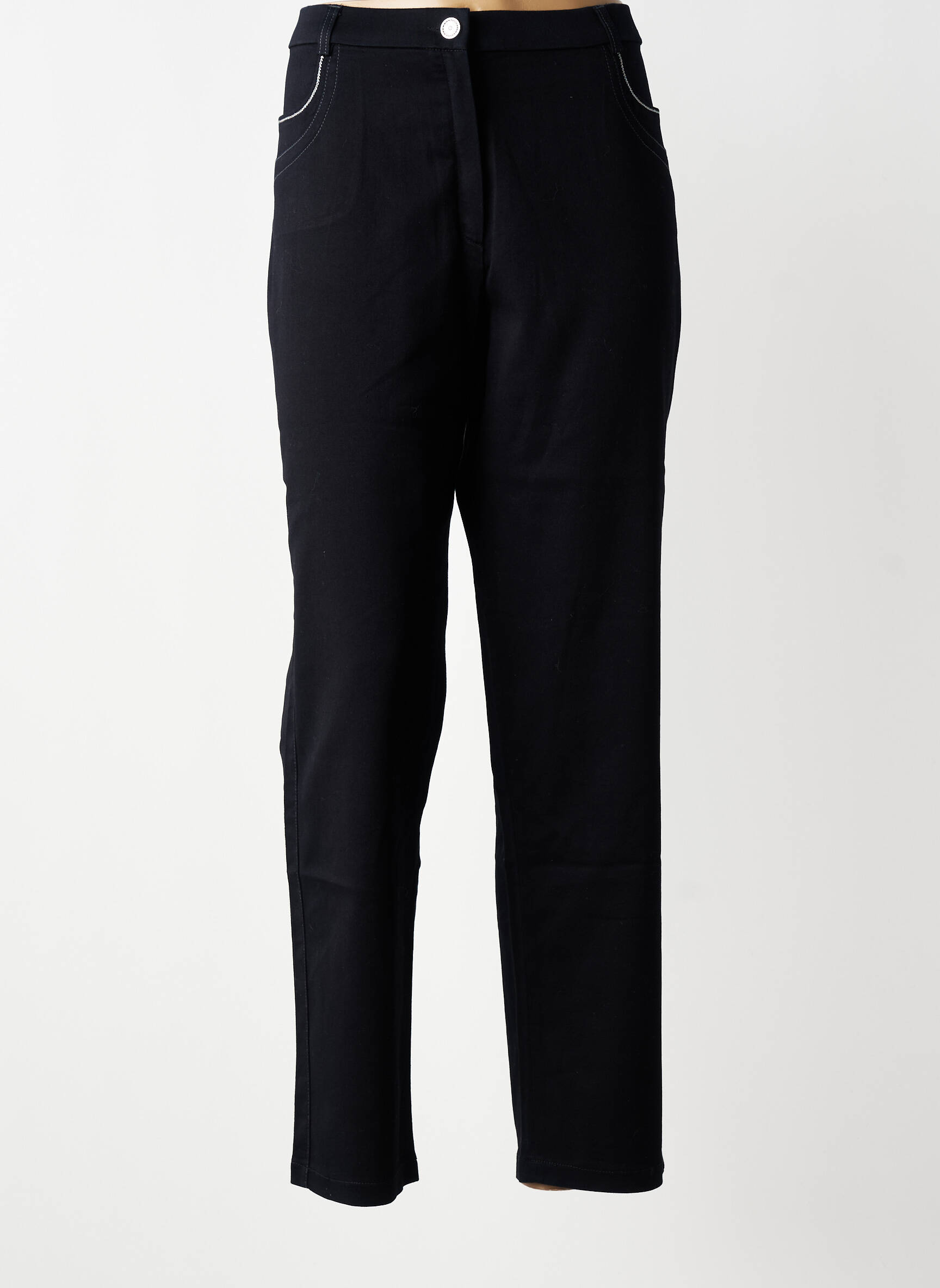 Pantalon slim talie elastică mărime normală negru CHRISTINE LAURE femeie