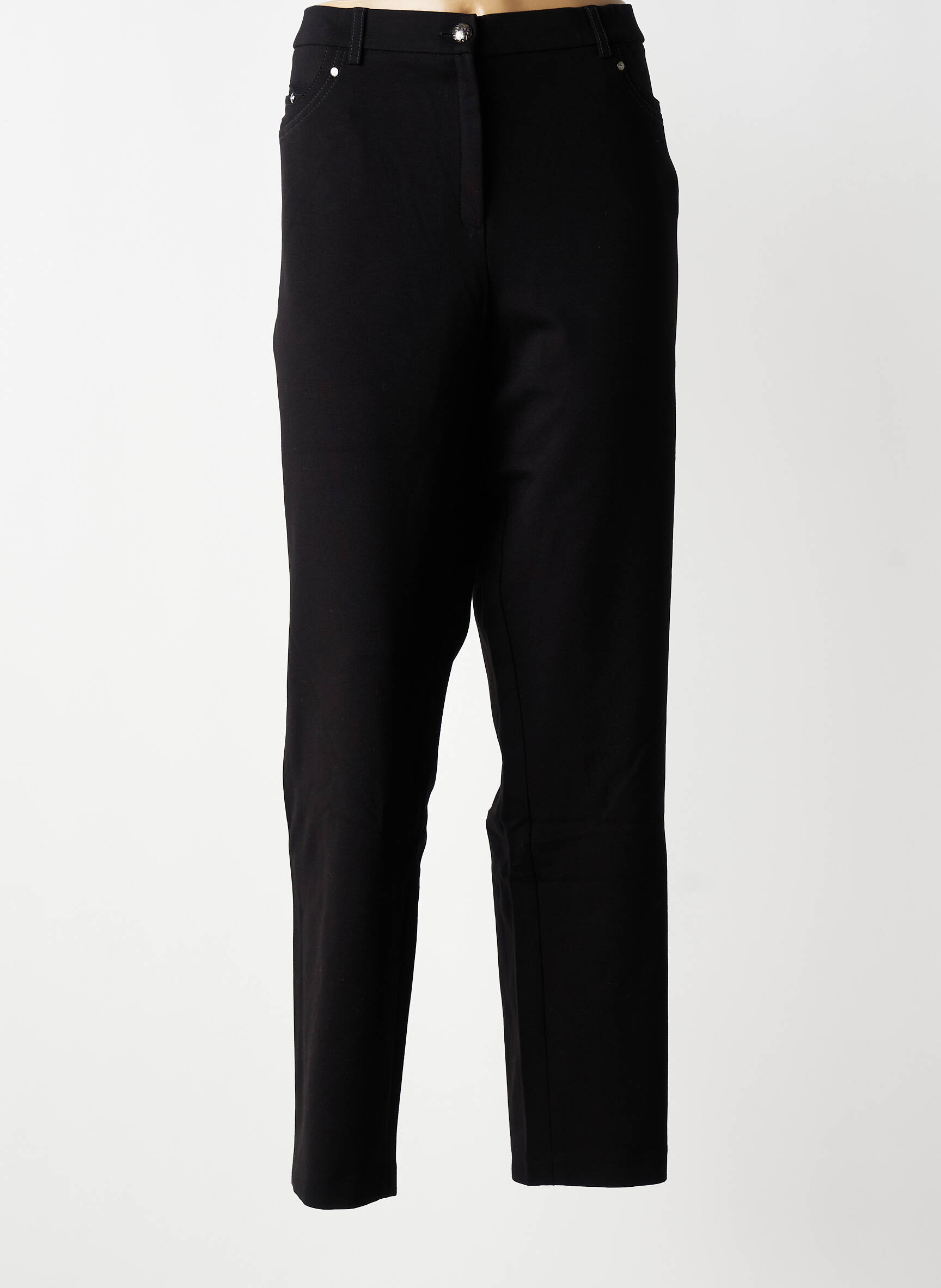 Pantalon slim talie elastică mărime normală negru CHRISTINE LAURE femeie