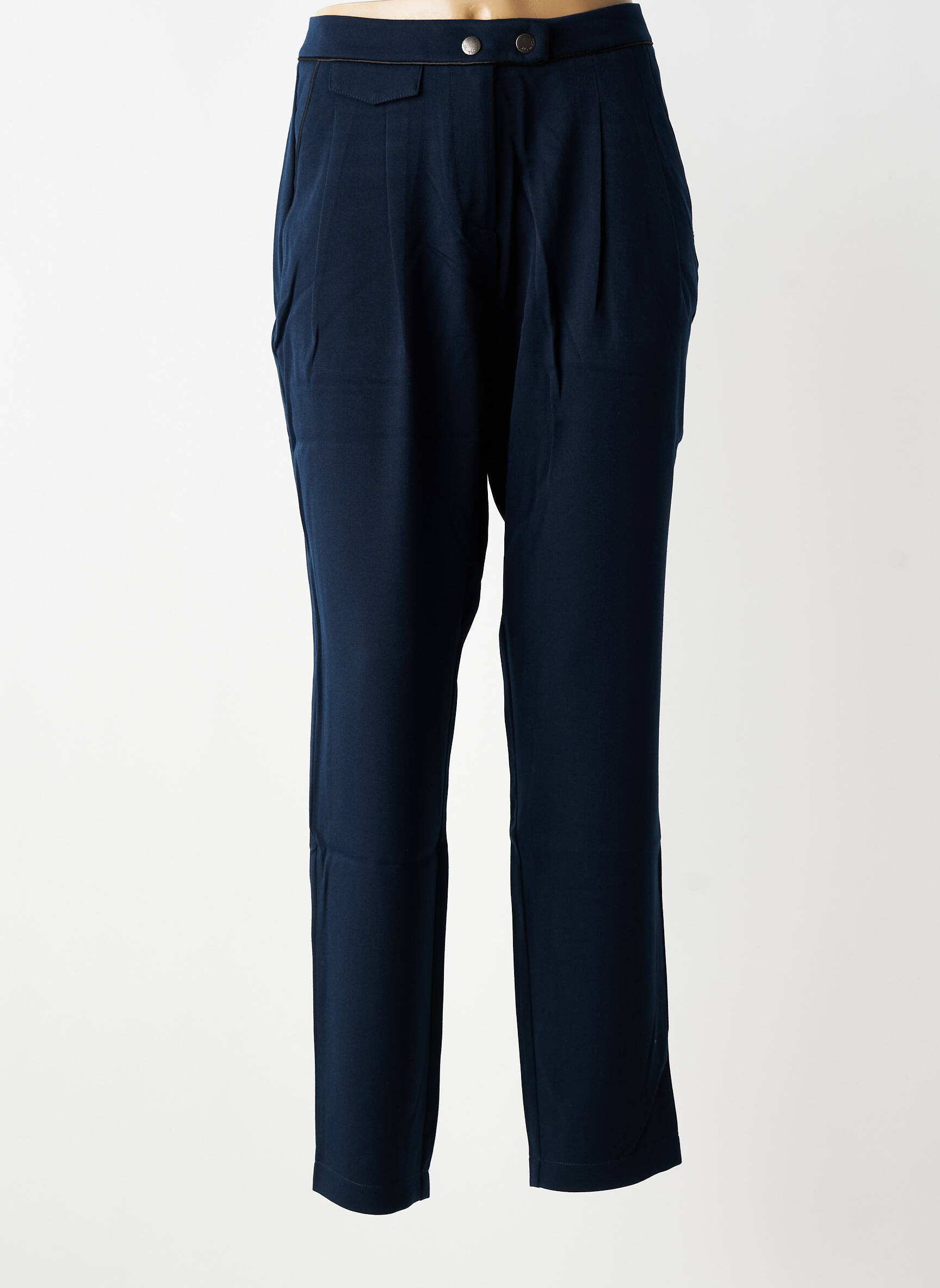 Pantalon chino țesătură poplin talie înaltă albastru LOLA ESPELETA femeie