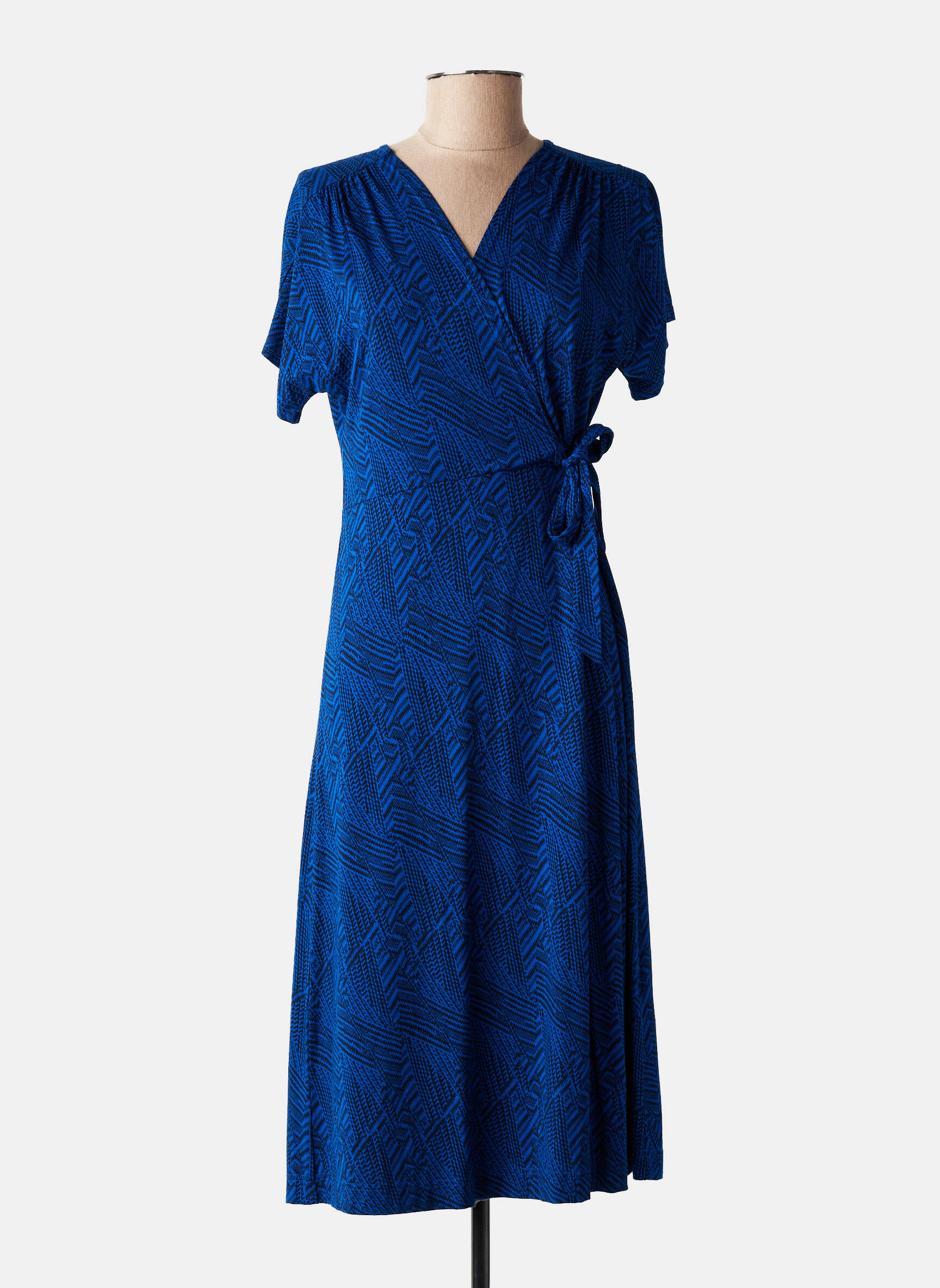 Rochie midi imprimeu fantezie mâneci scurte albastru MASAI femeie