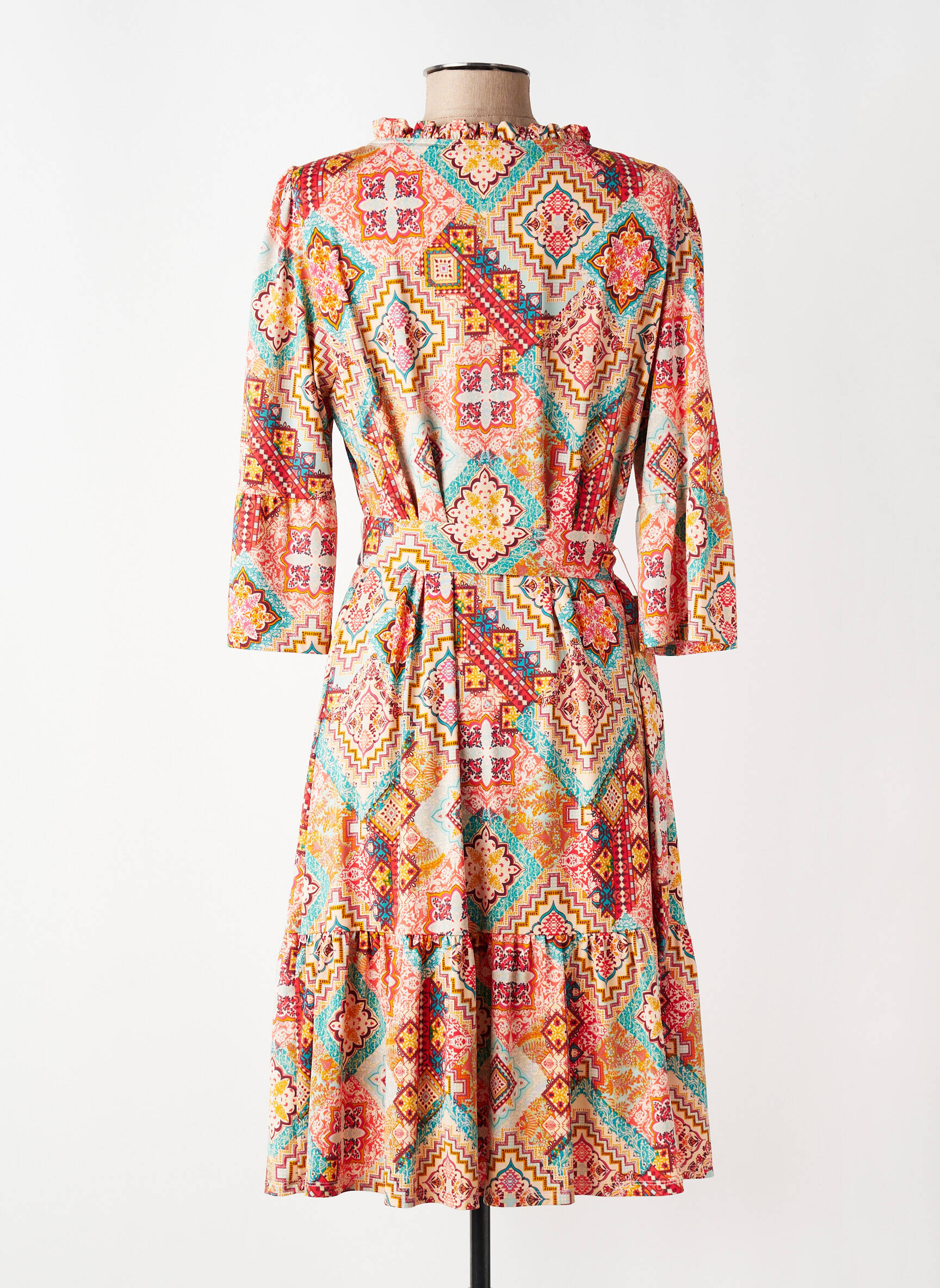 Rochie midi mâneci 3/4 mâneci 3/4 portocalie K-DESIGN femeie