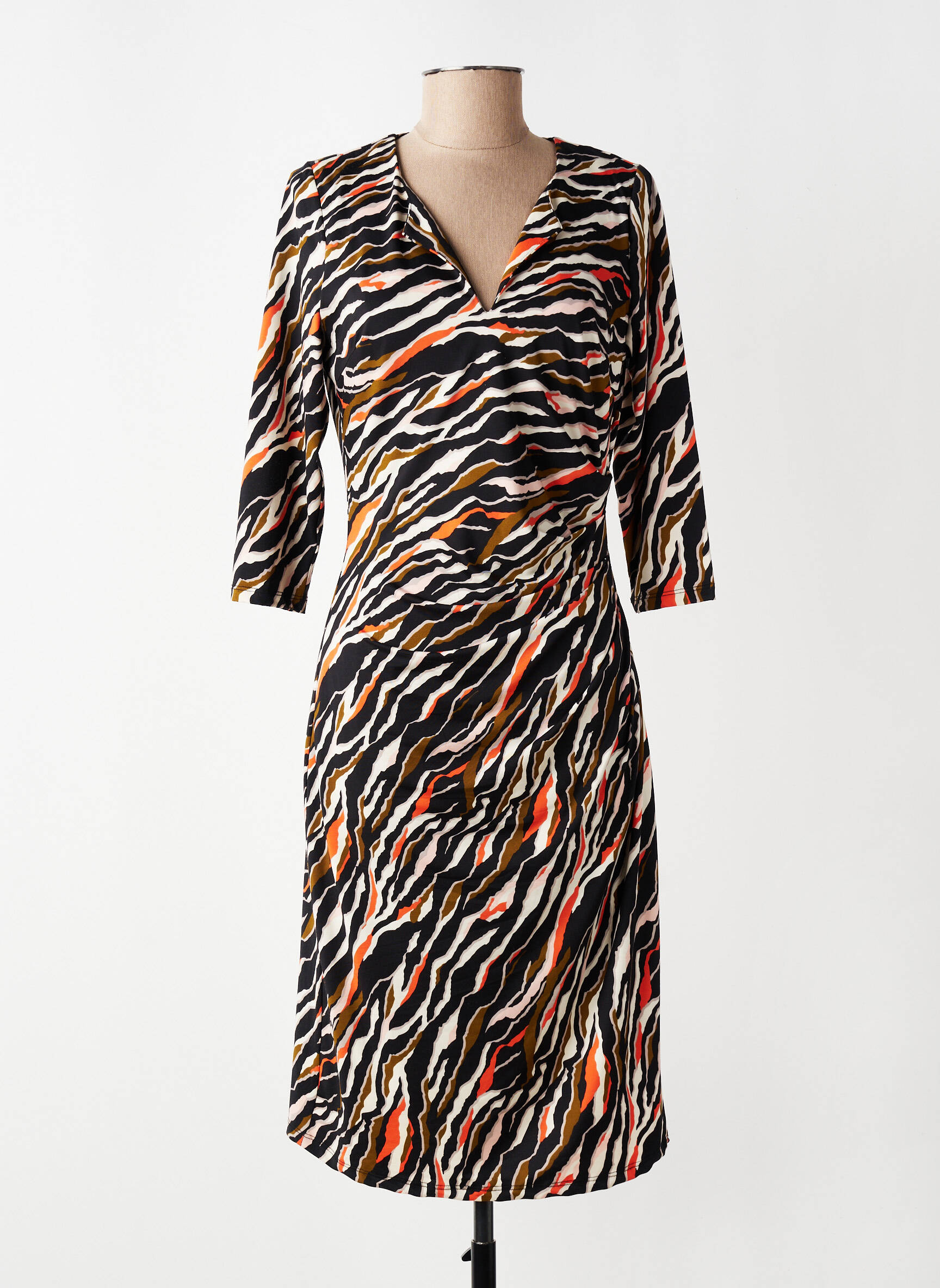 Rochie midi mâneci 3/4 mâneci 3/4 negru K-DESIGN femeie