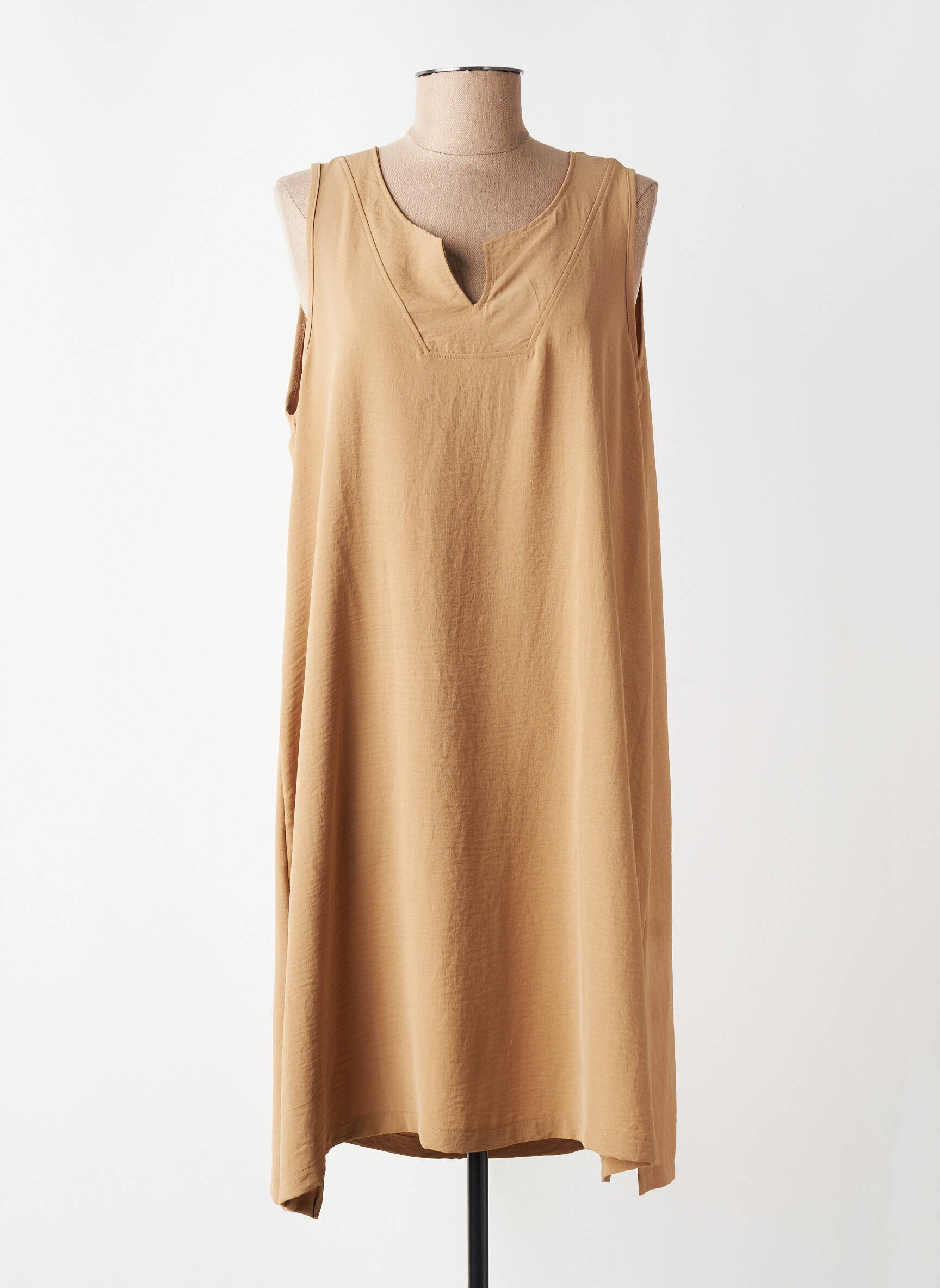Rochie midi croială fluidă fără mâneci bej G!OZE femeie