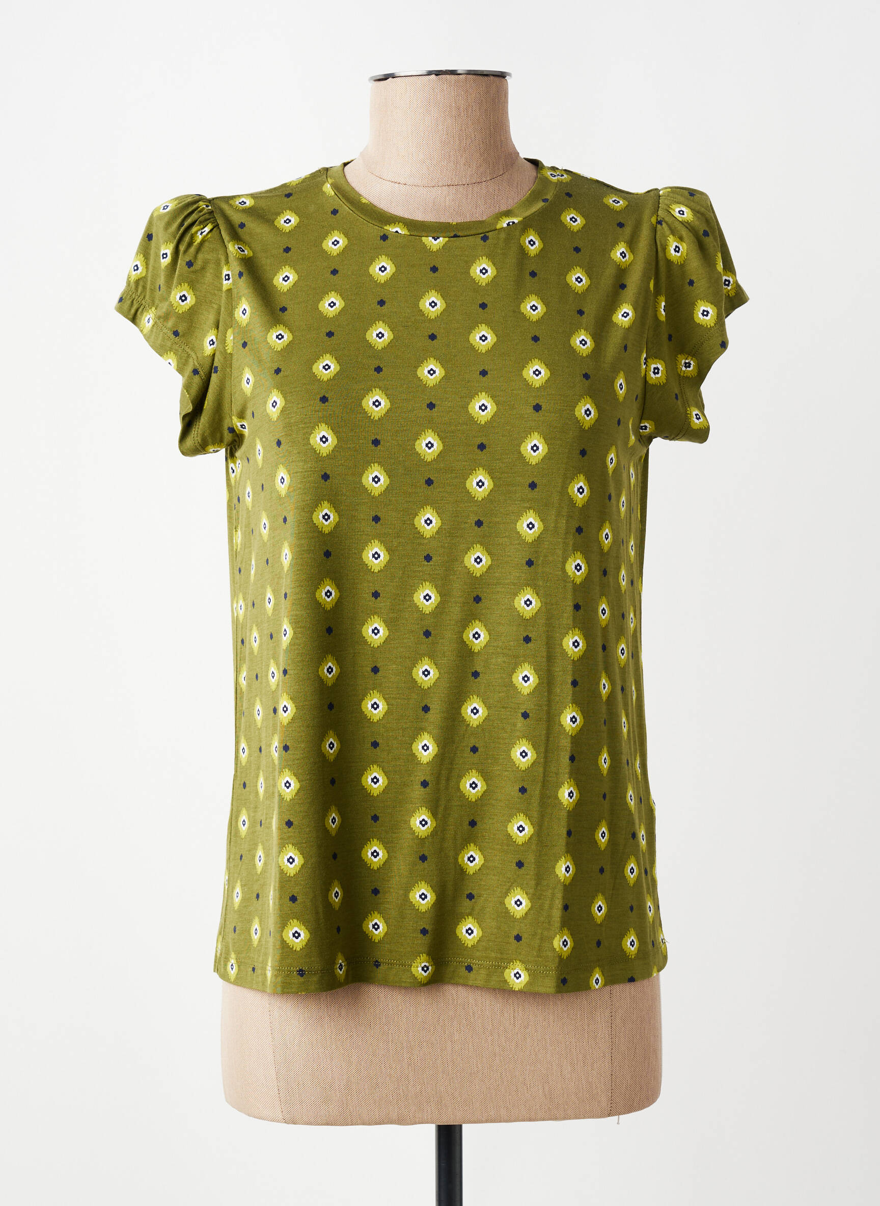 Tricou imprimeu fantezie mâneci scurte verde MD'M femeie