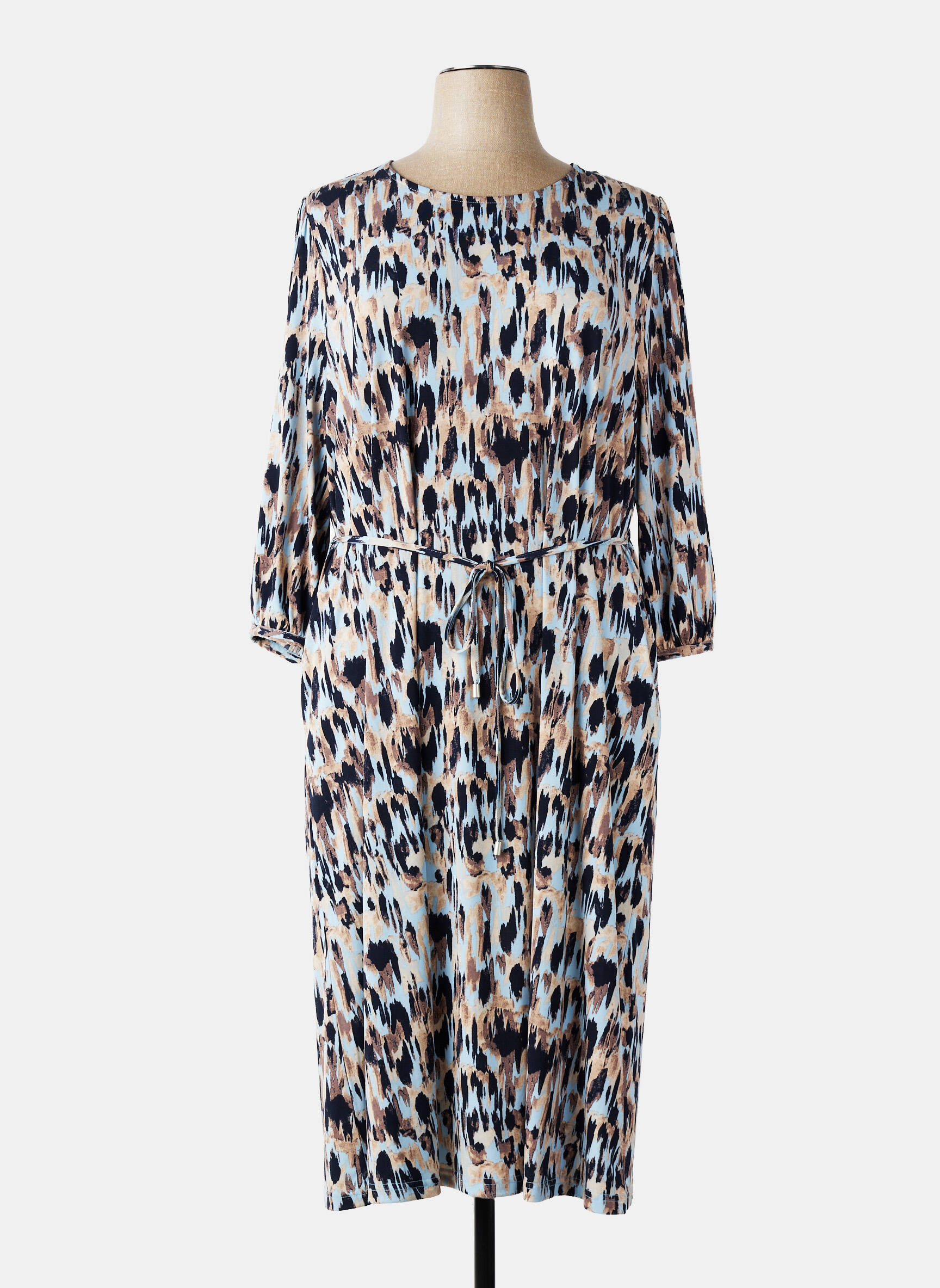 Rochie midi mâneci 3/4 mâneci 3/4 albastru SIGNATURE femeie