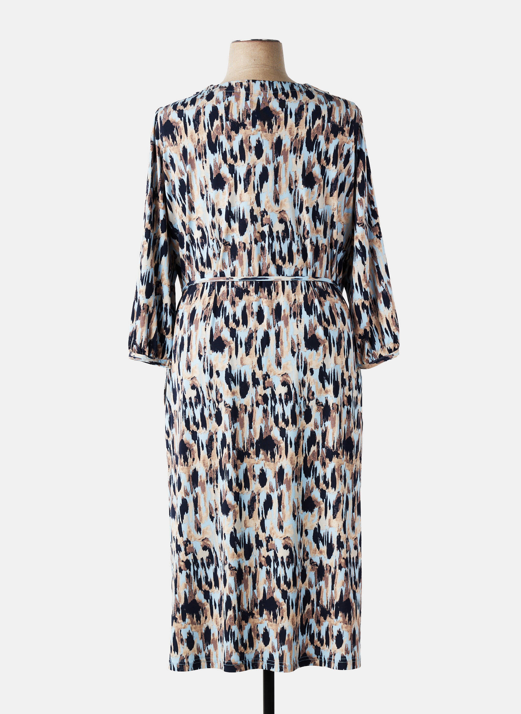 Rochie midi mâneci 3/4 mâneci 3/4 albastru SIGNATURE femeie
