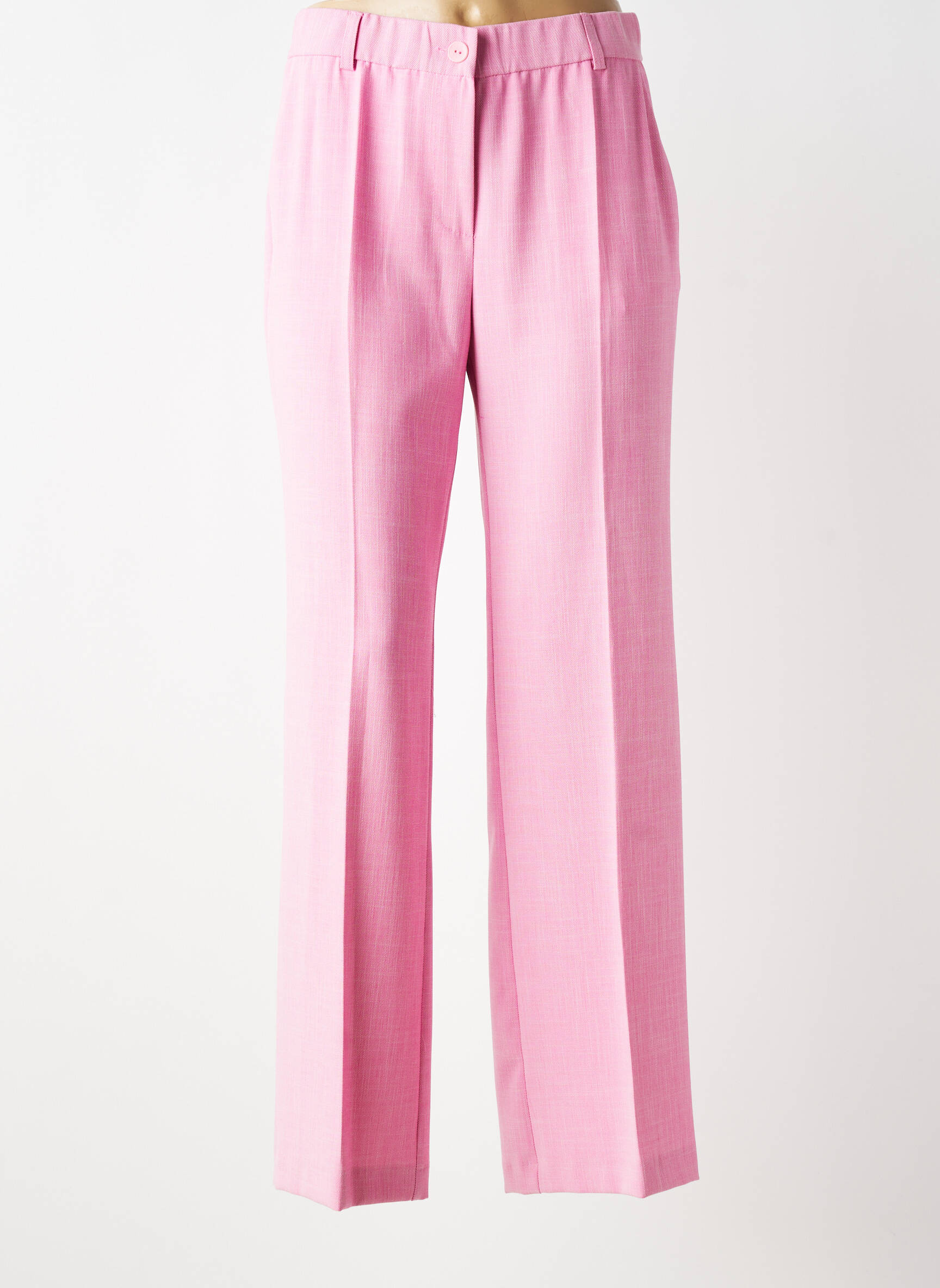 Pantalon drept talie cu cleme talie înaltă roz BARILOCHE femeie