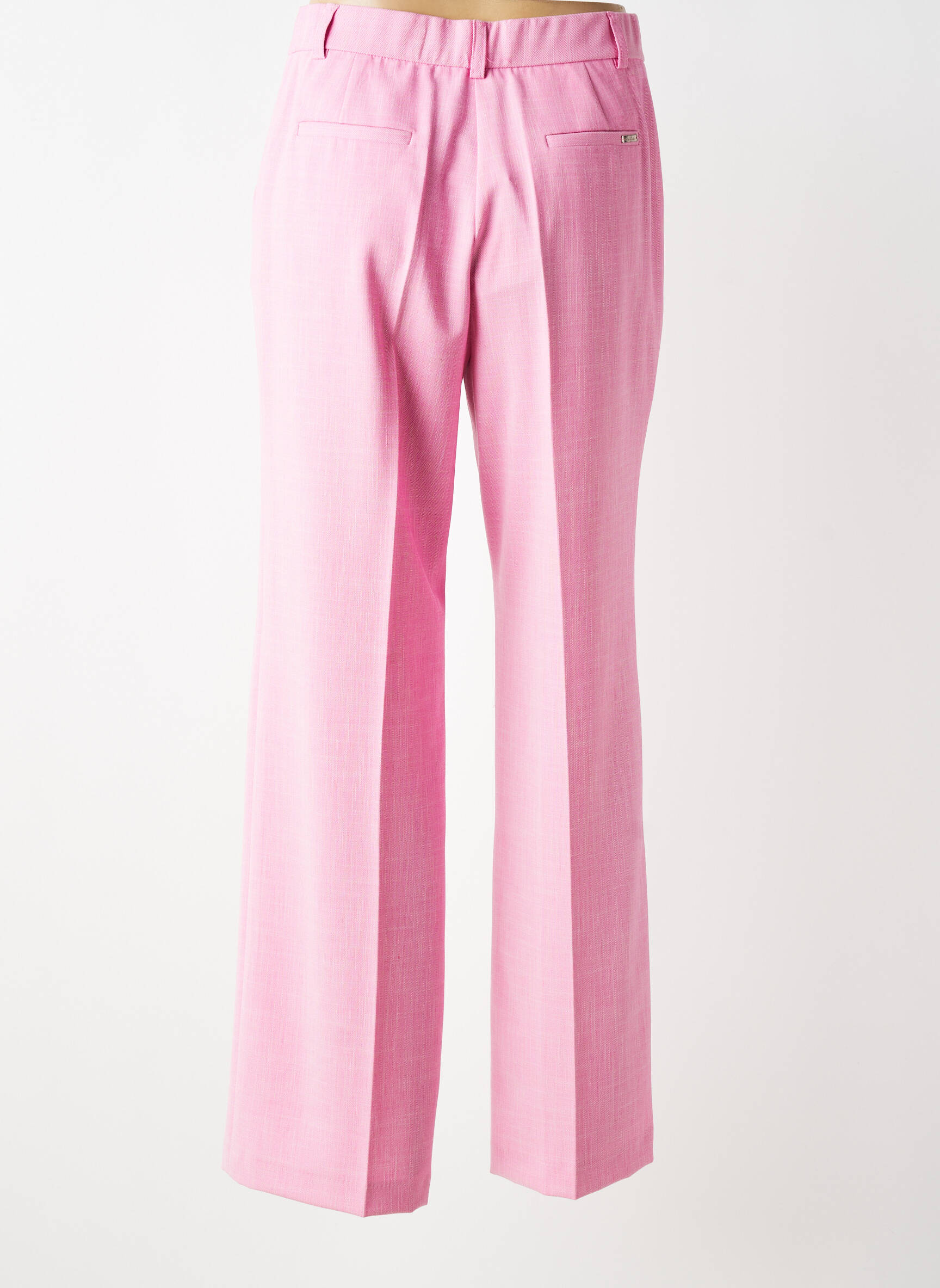 Pantalon drept talie cu cleme talie înaltă roz BARILOCHE femeie