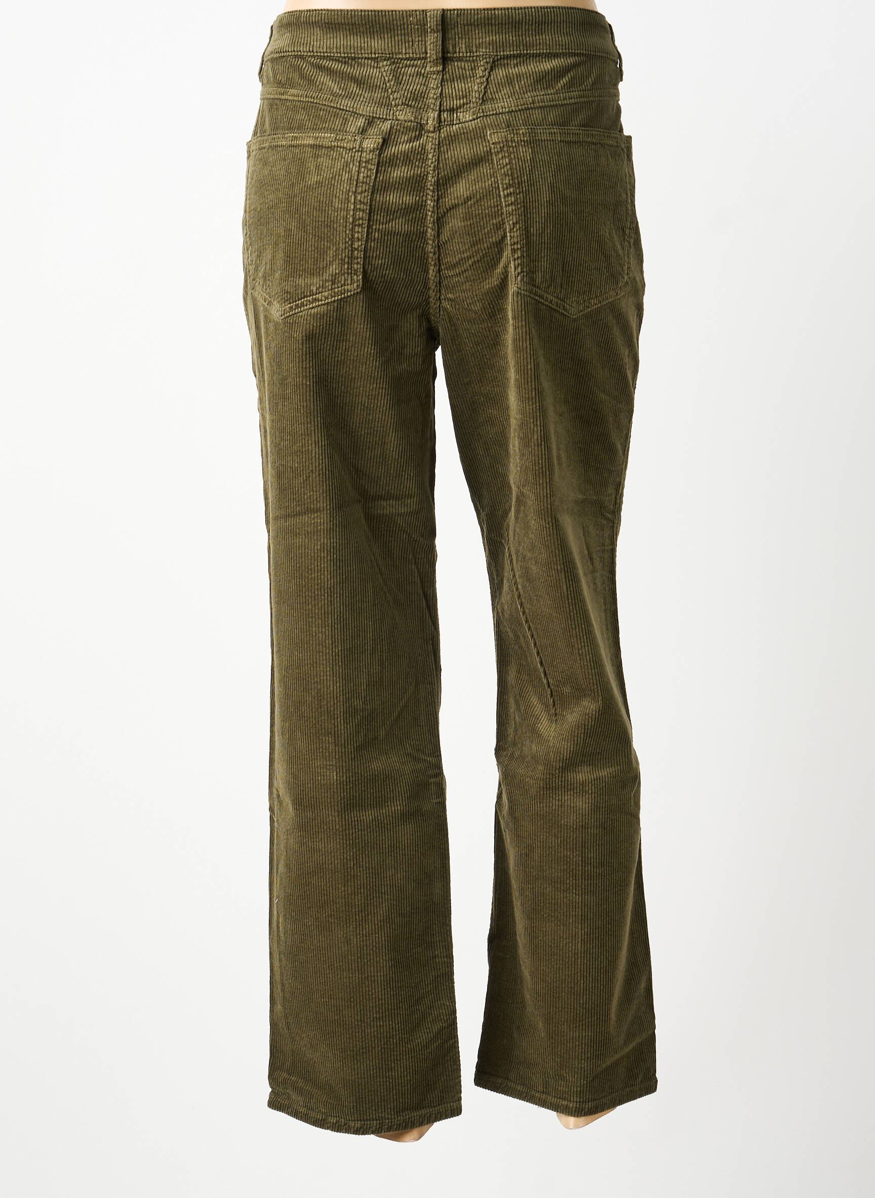 Pantalon drept închidere cu fermoar sub clapetă cu nasturi mărime normală verde CLOSED femeie