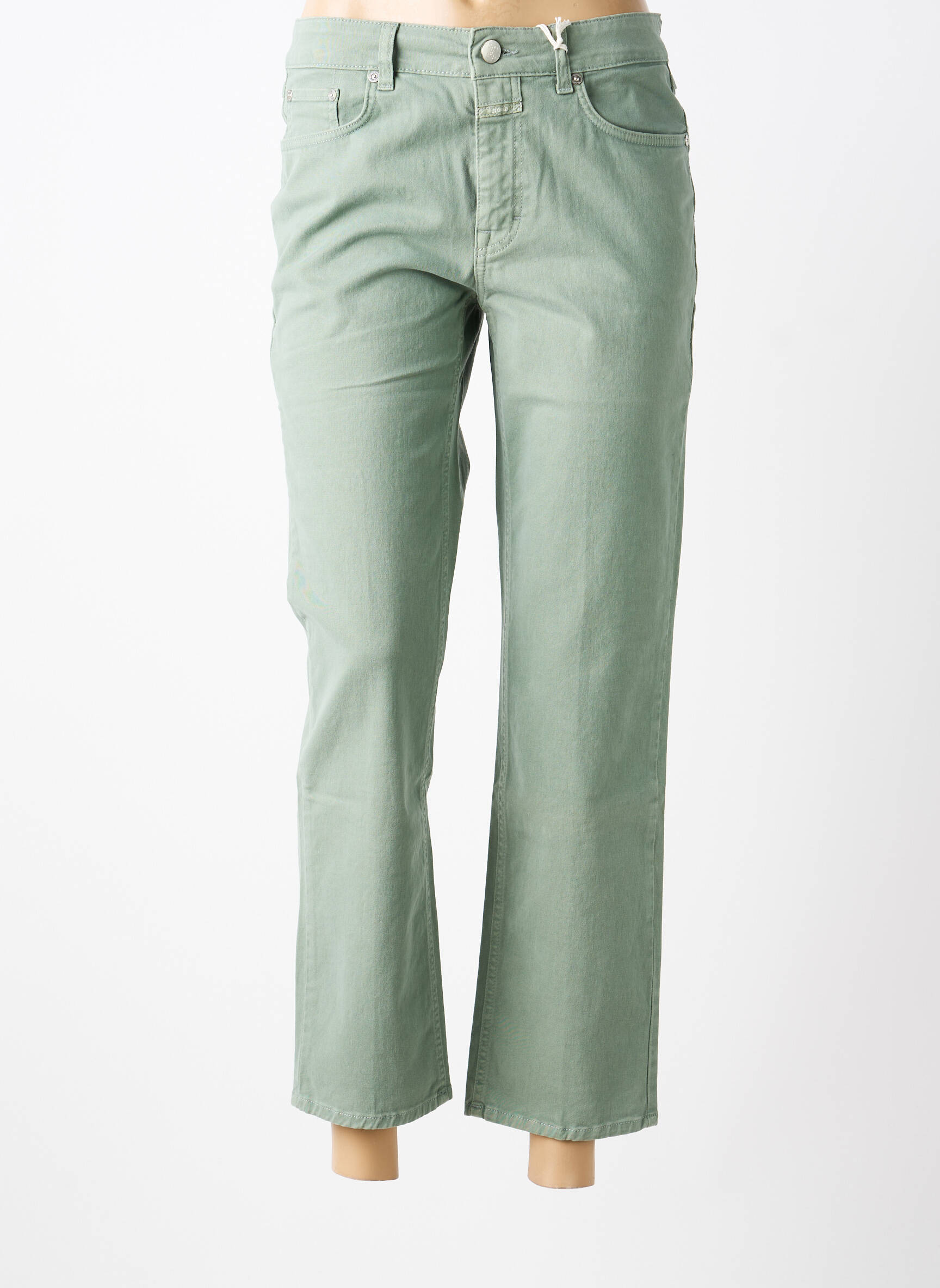 Pantalon drept elasticitate mărime normală verde CLOSED femeie