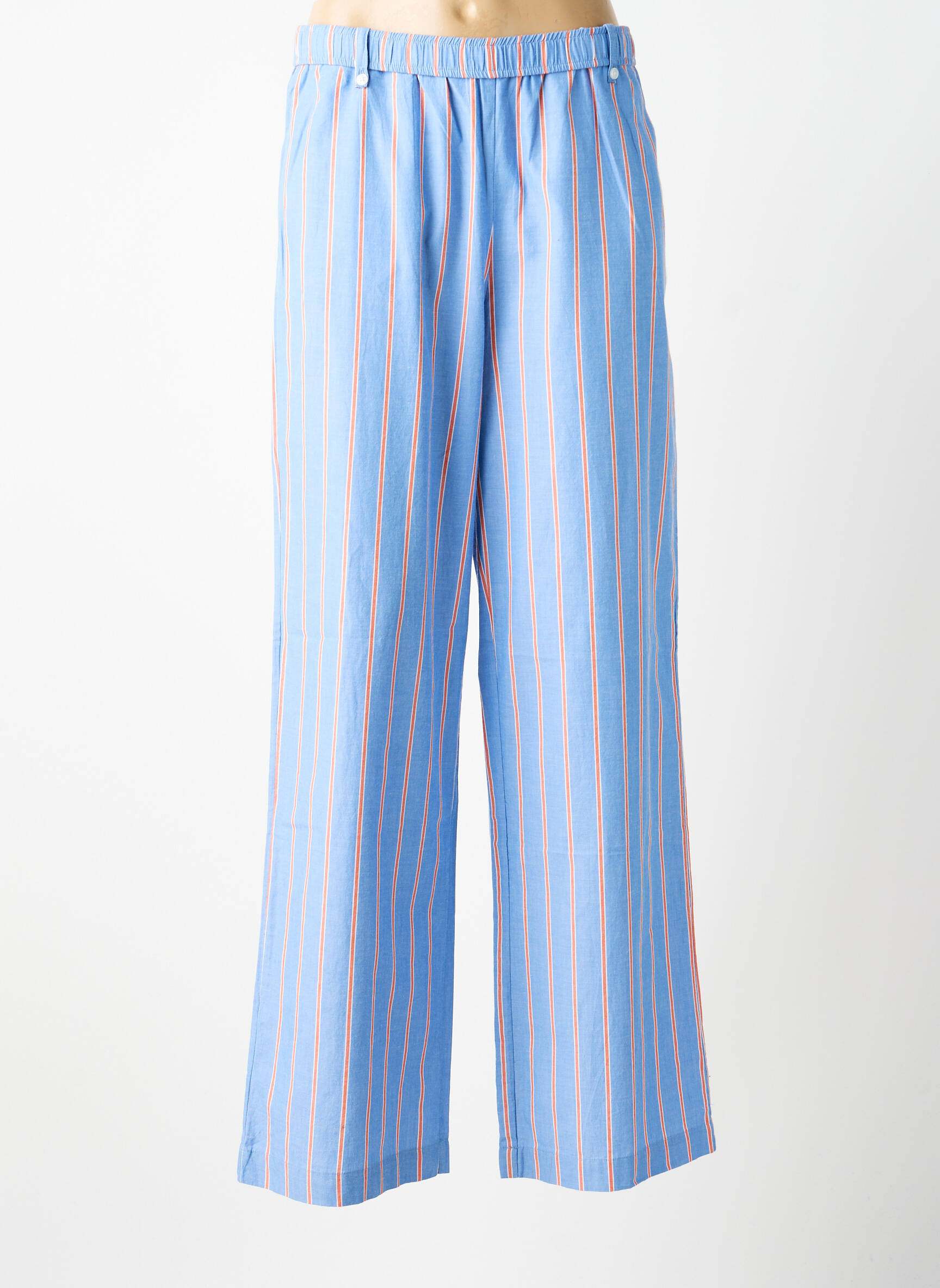 Pantalon larg țesătură poplin mărime normală albastru MKT STUDIO femeie