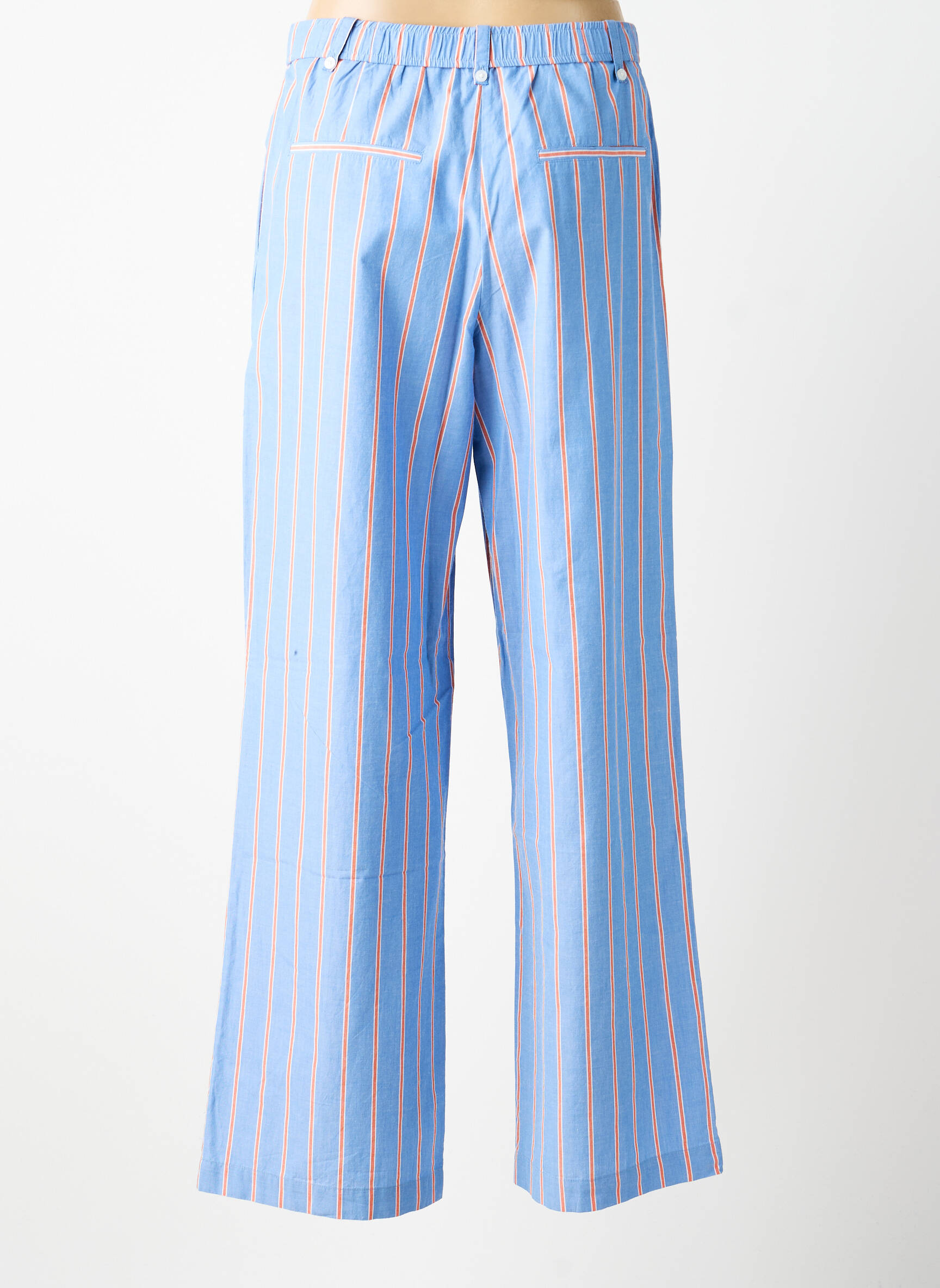 Pantalon larg țesătură poplin mărime normală albastru MKT STUDIO femeie